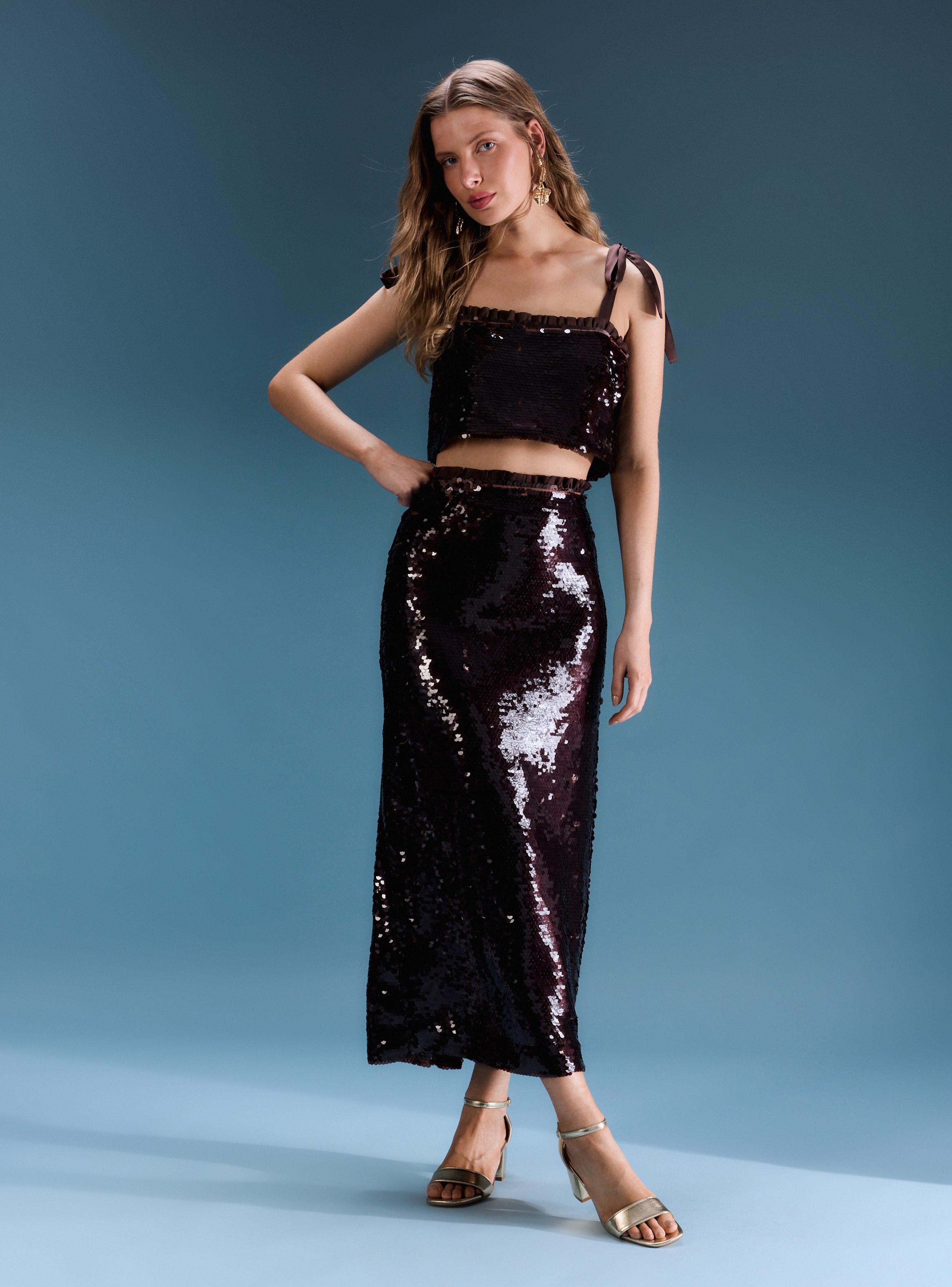 Blusa Strapless Lentejuelas Colección María Guldman-4