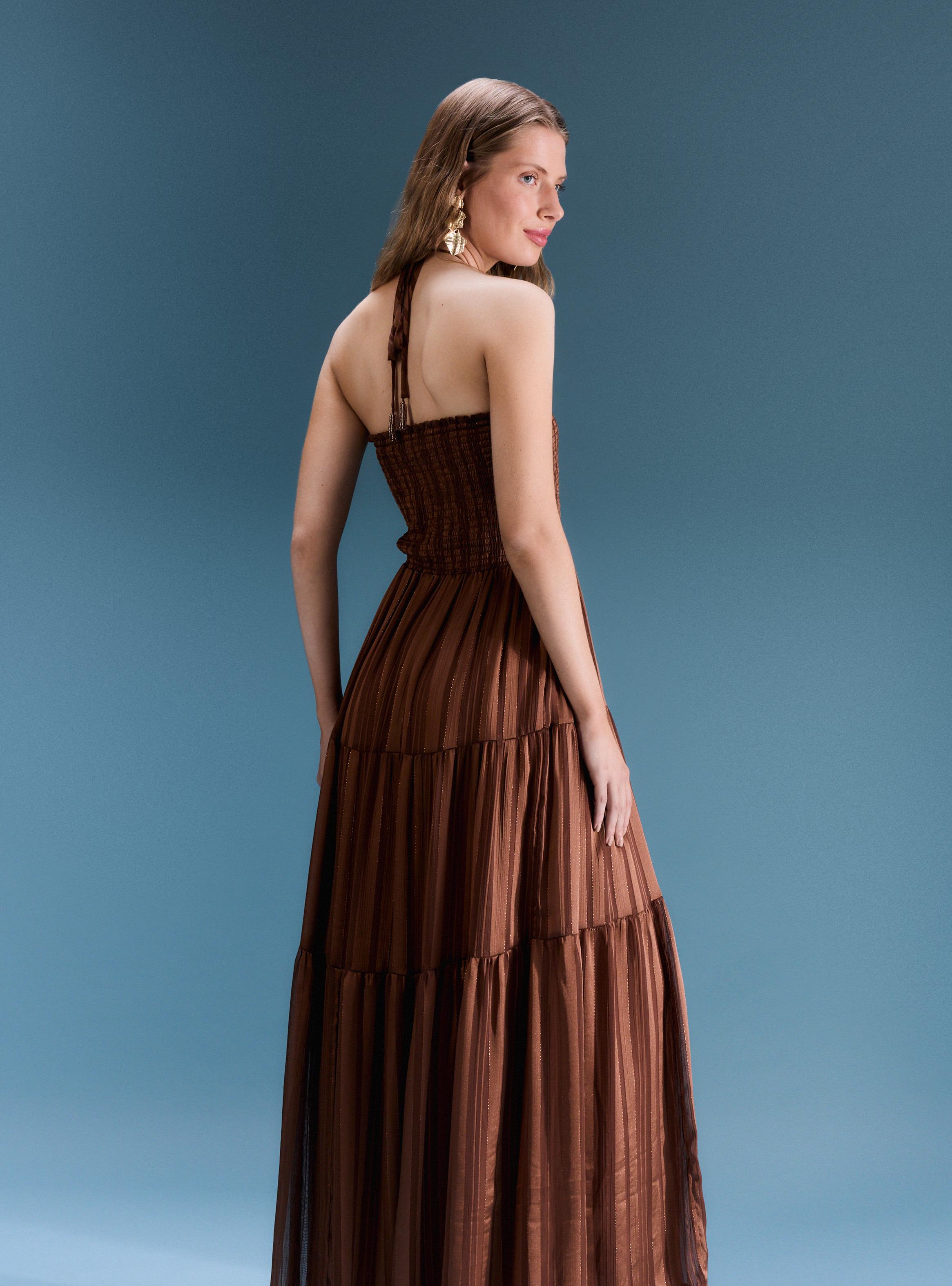 Vestido Largo Strapless Top Fruncido Colección María Guldman-1