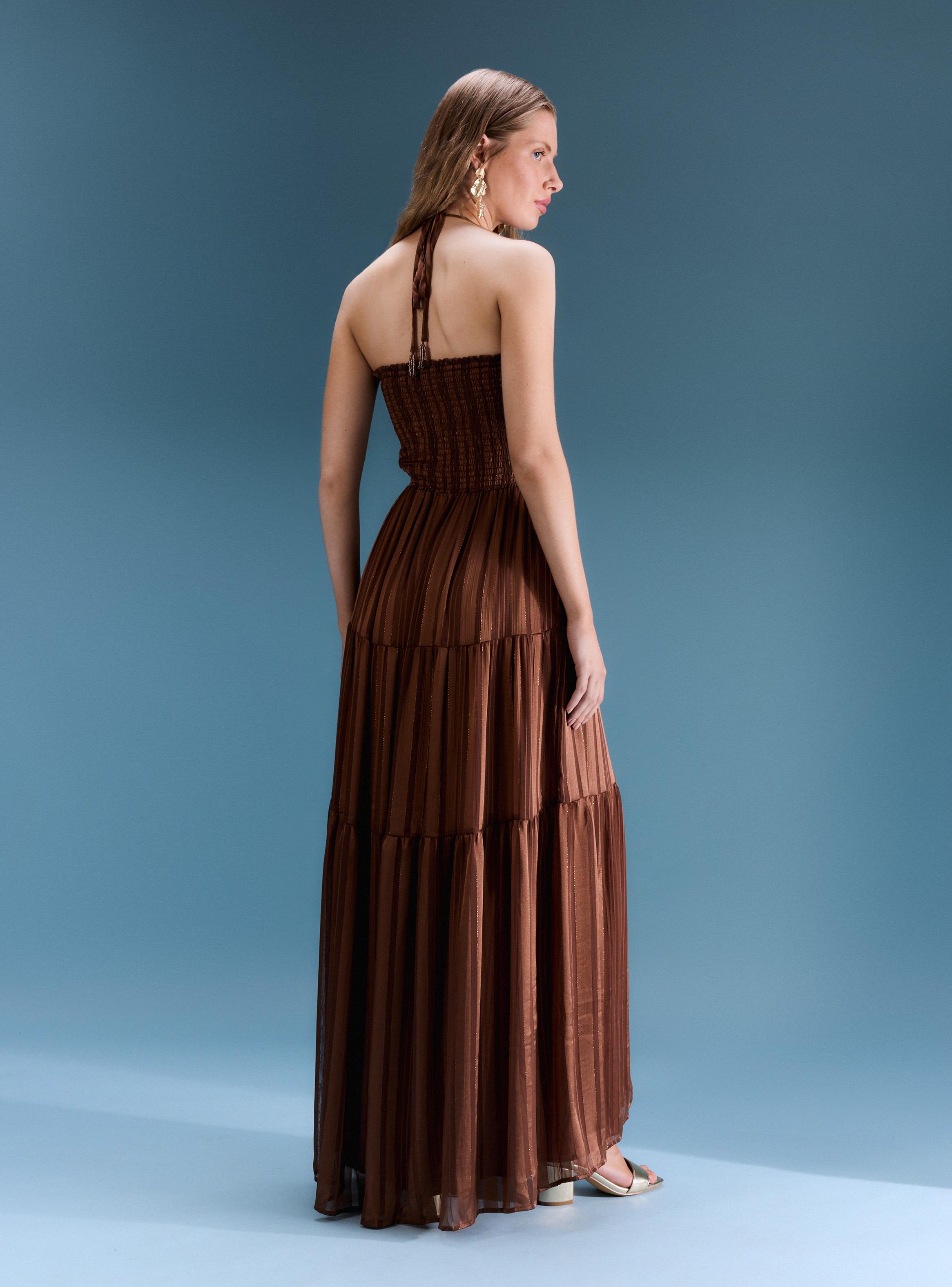 Vestido Largo Strapless Top Fruncido Colección María Guldman-5