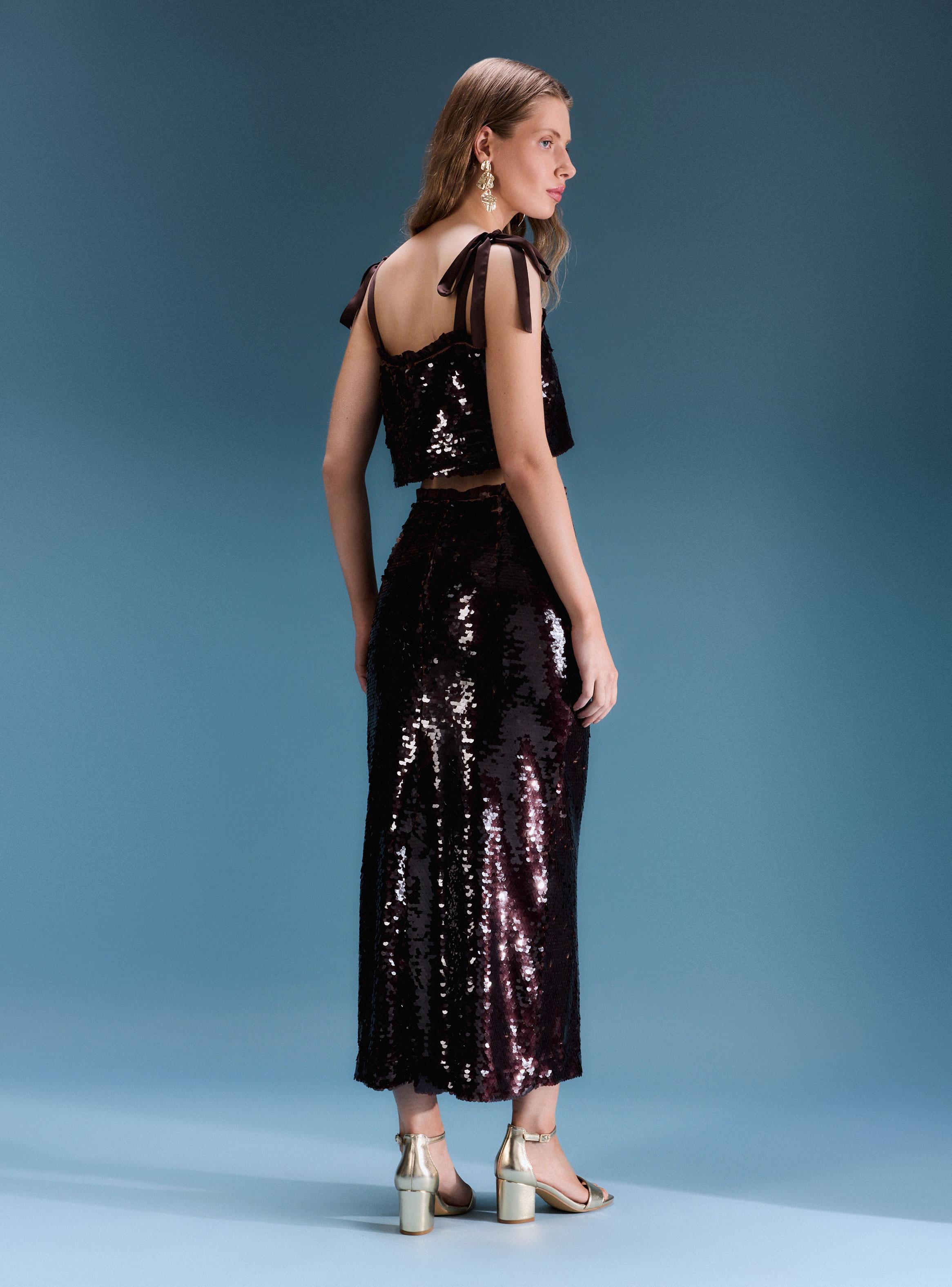 Falda Midi Lentejuelas Colección María Guldman-5