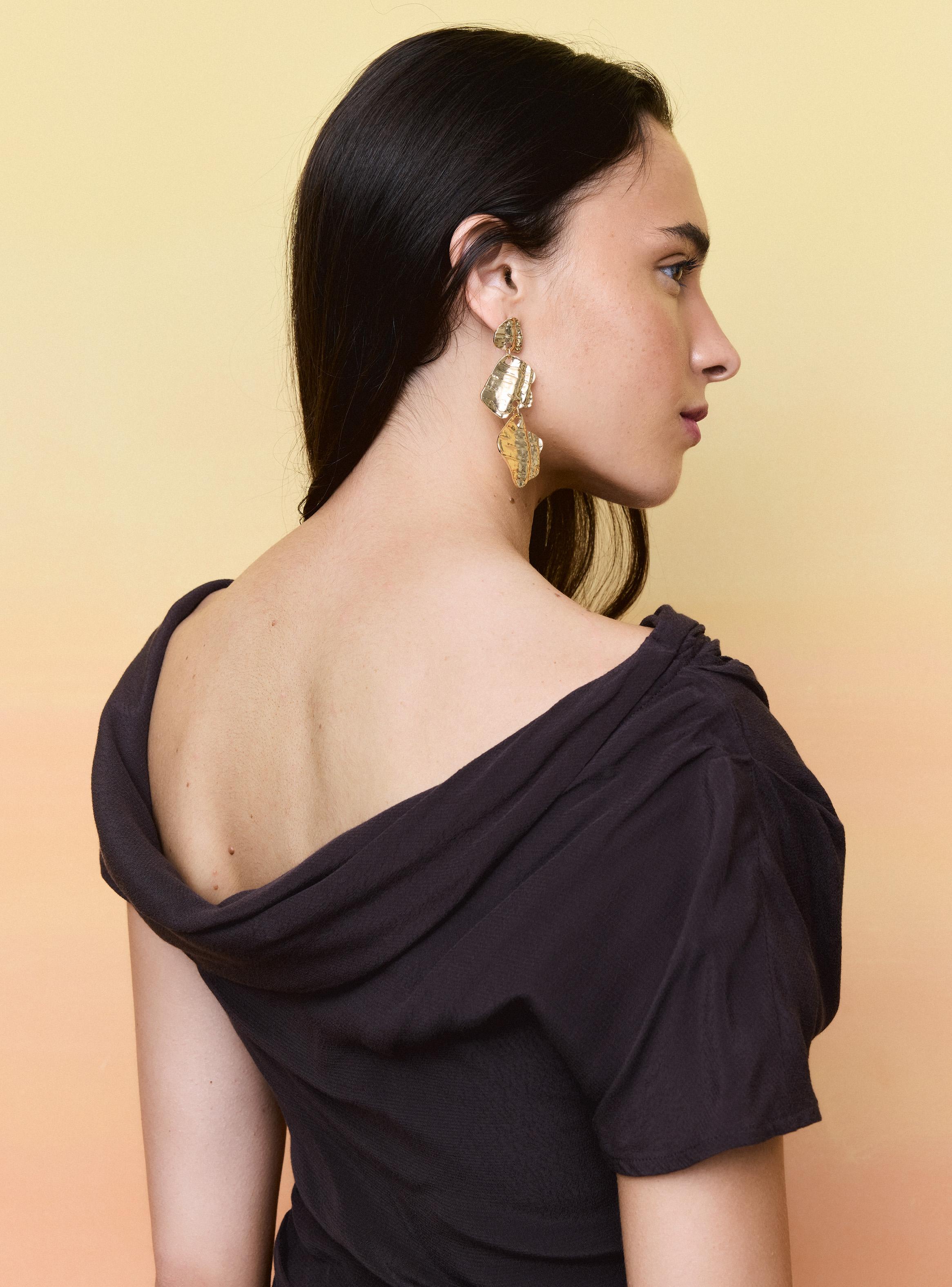 Blusa Asimétrica Fluida con Recogido Lateral-3