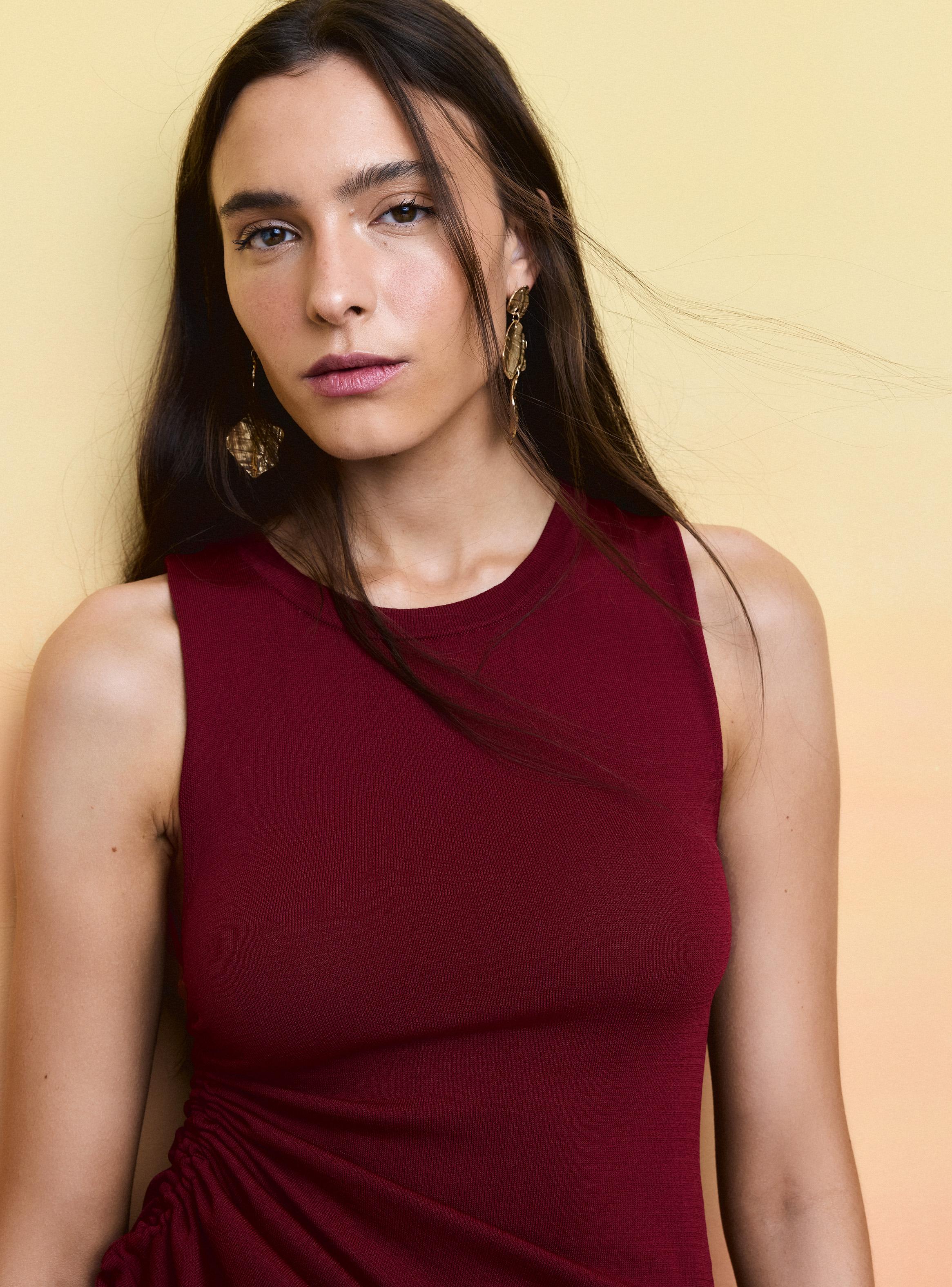 Polera Tejida Escote Redondo con Recogido Lateral-2