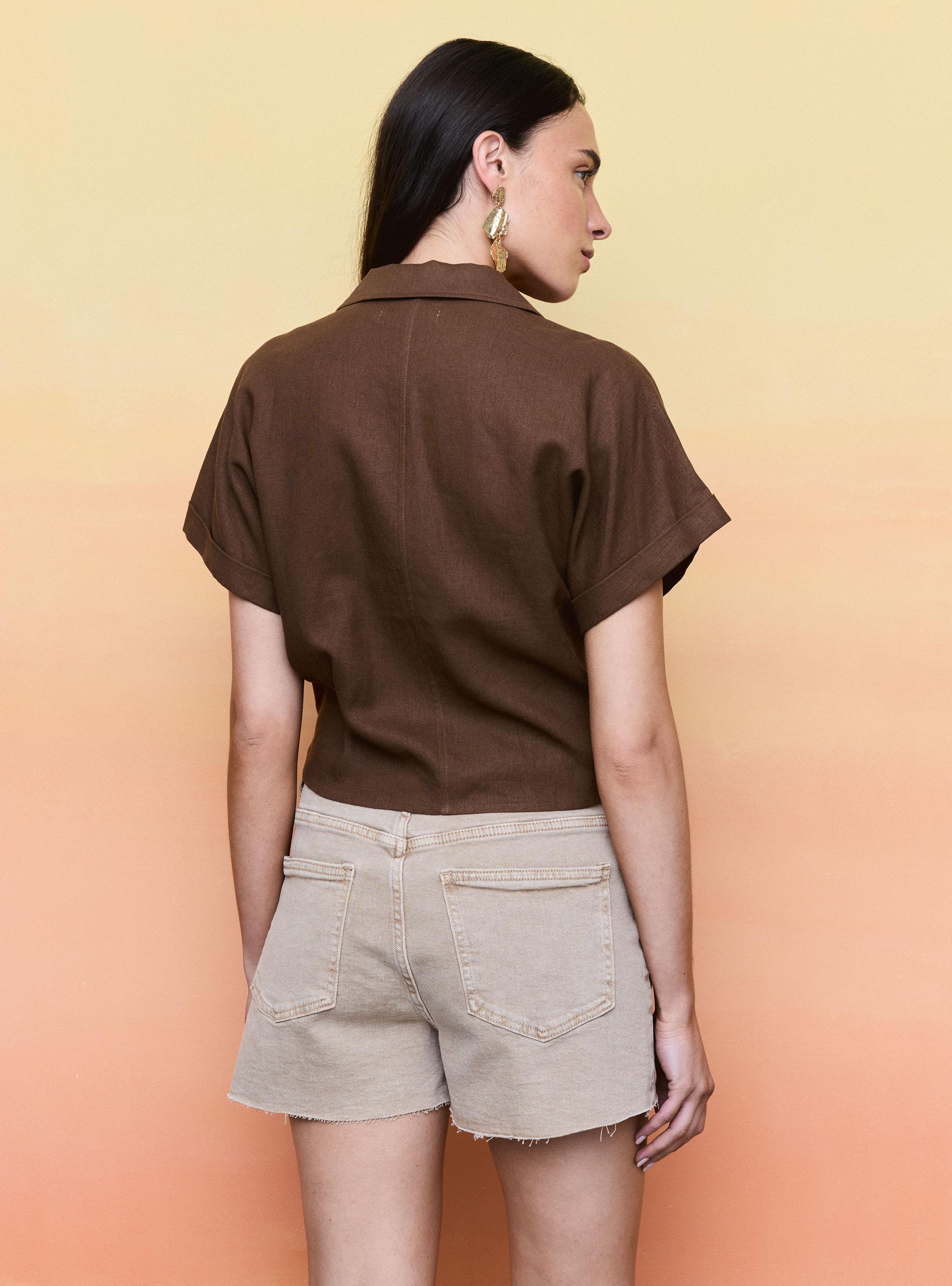 Blusa Cuello Camisero con Nudo Delantero-1