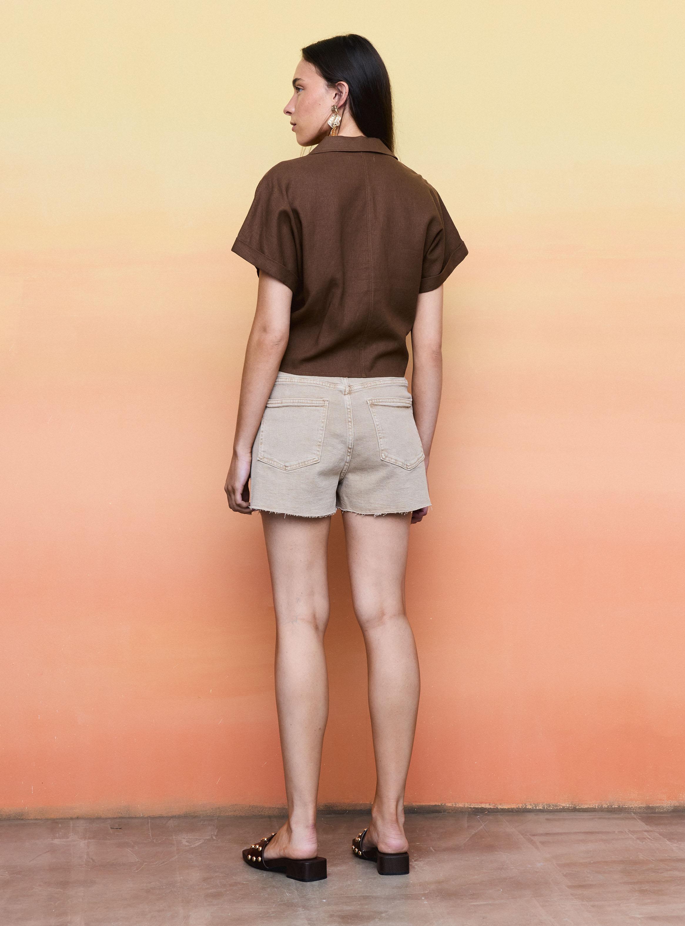 Blusa Cuello Camisero con Nudo Delantero-5