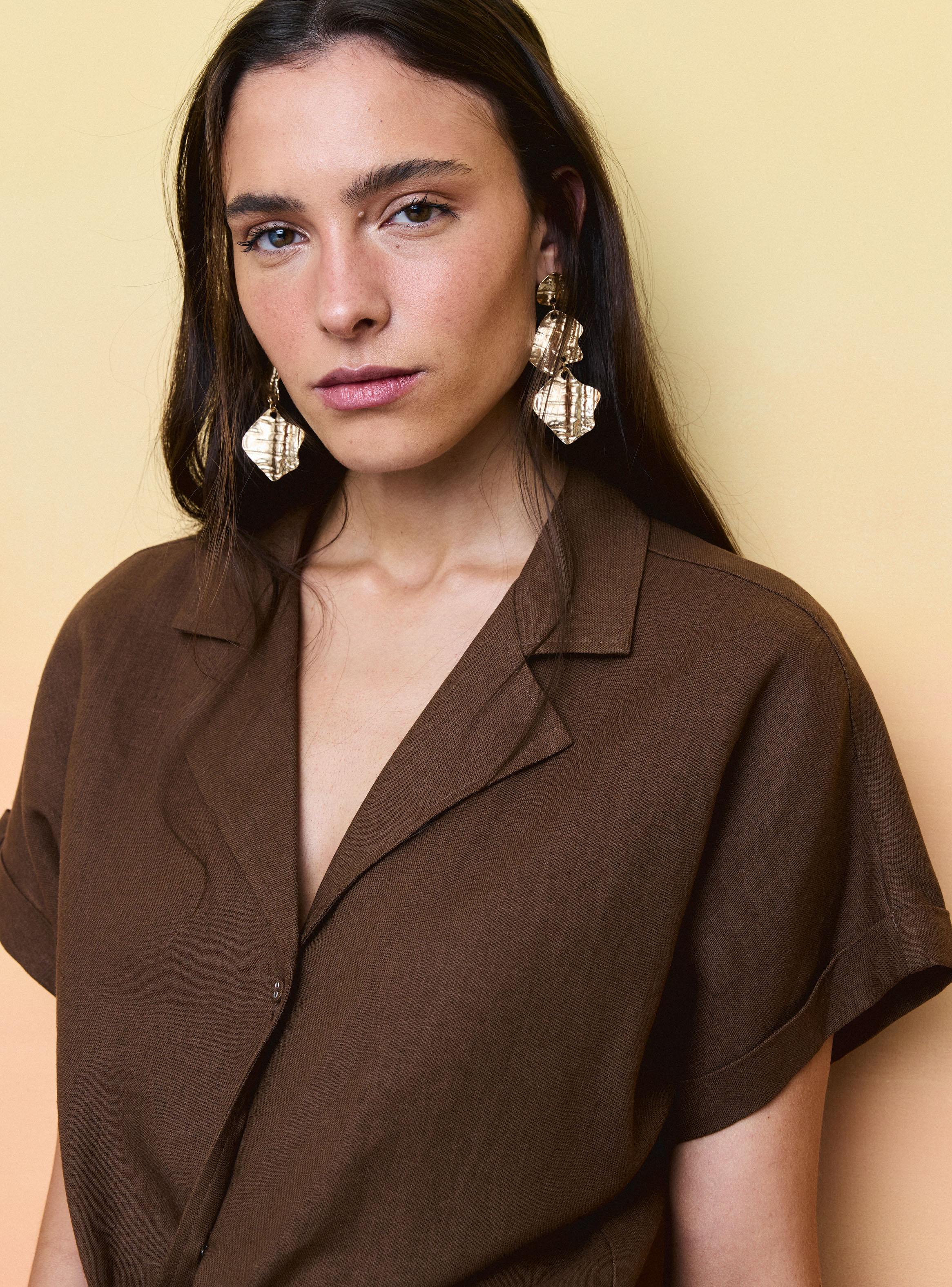 Blusa Cuello Camisero con Nudo Delantero-2