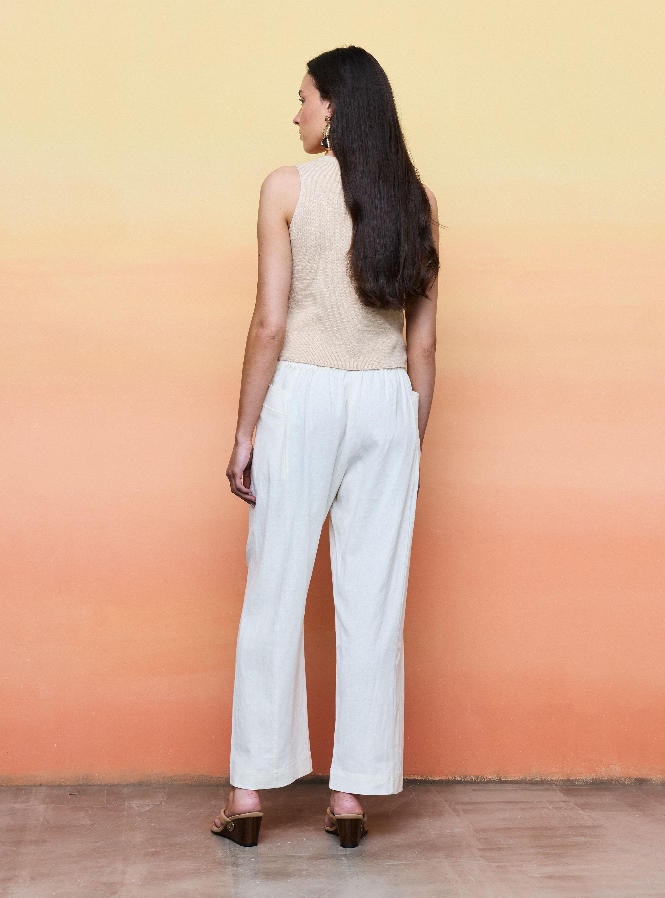 Pantalón Culotte con Pinzas y Bolsillos-5