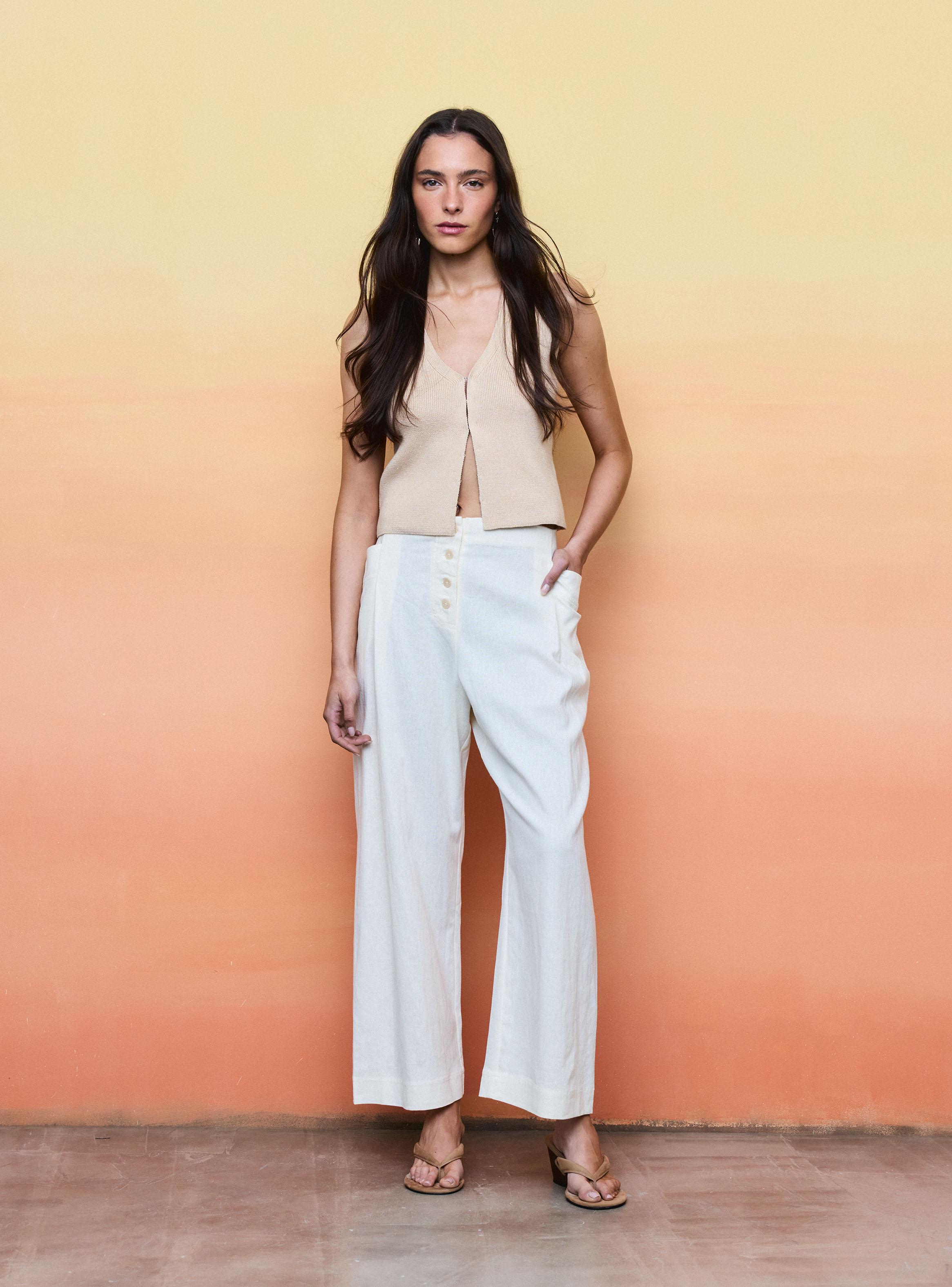 Pantalón Culotte con Pinzas y Bolsillos-4