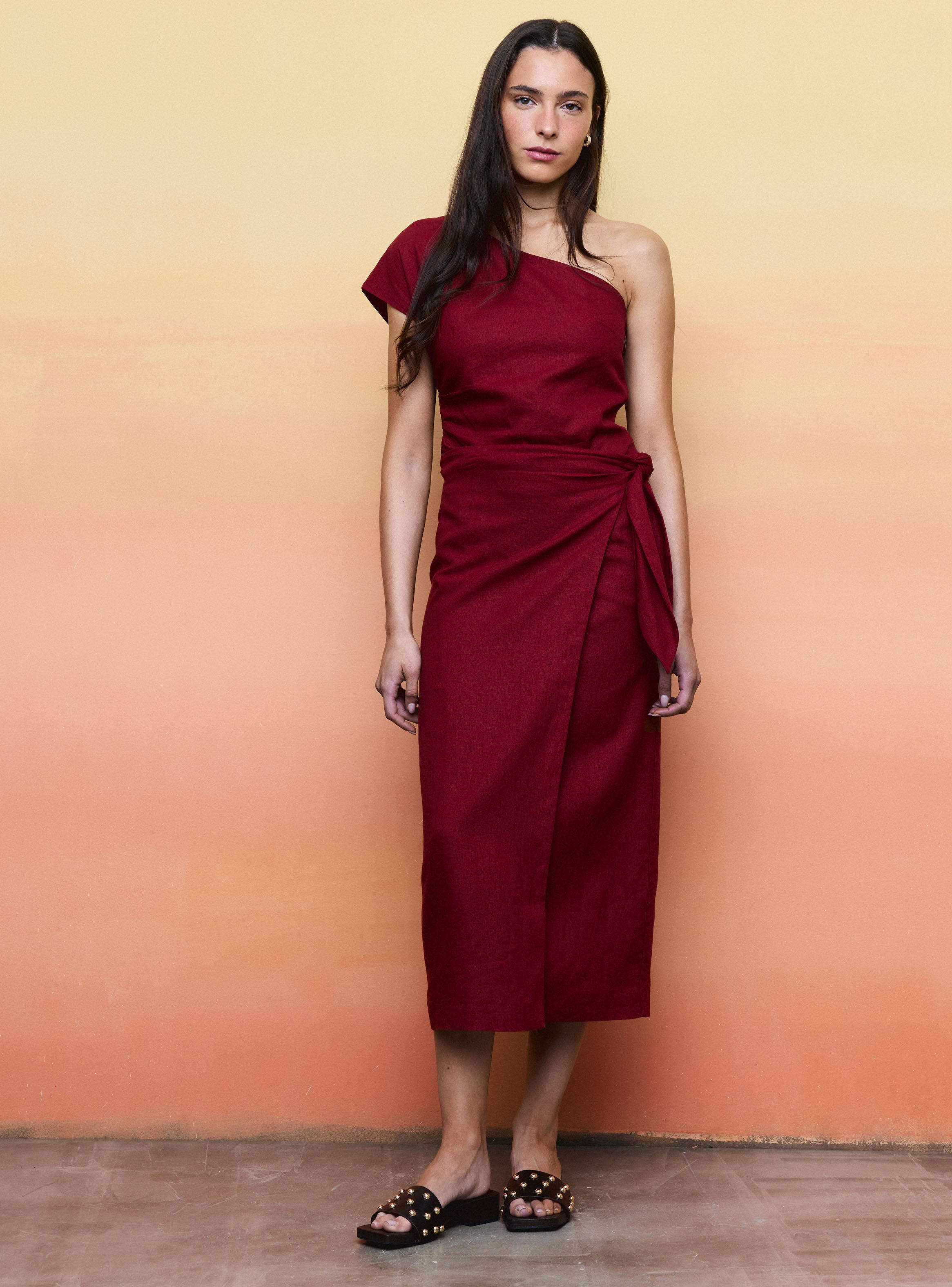 Falda Midi Anudada Efecto Pareo-4