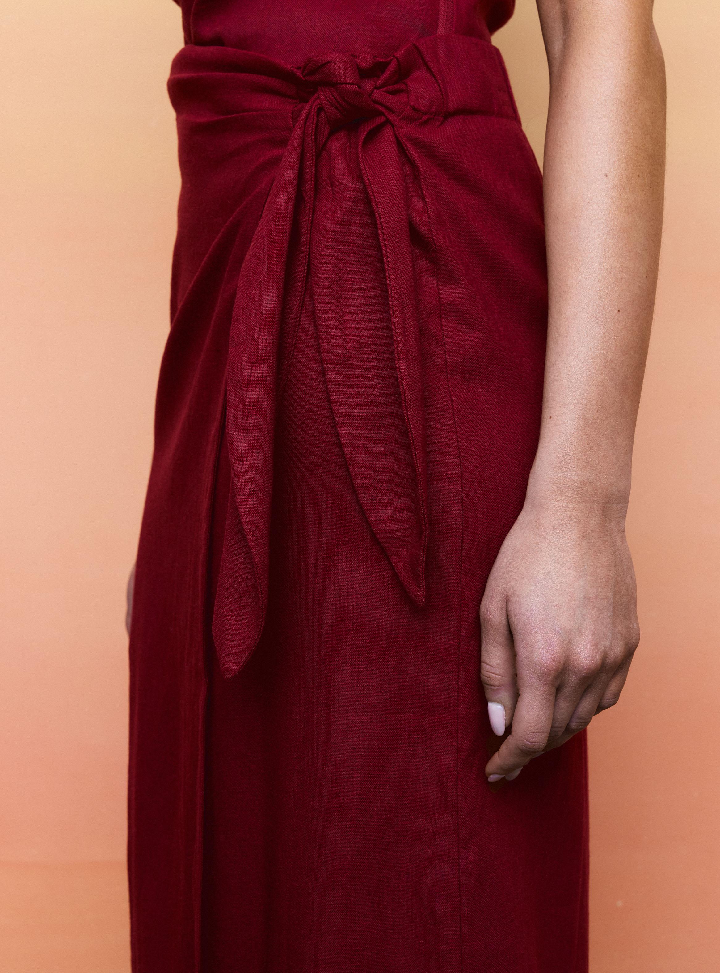 Falda Midi Anudada Efecto Pareo-2