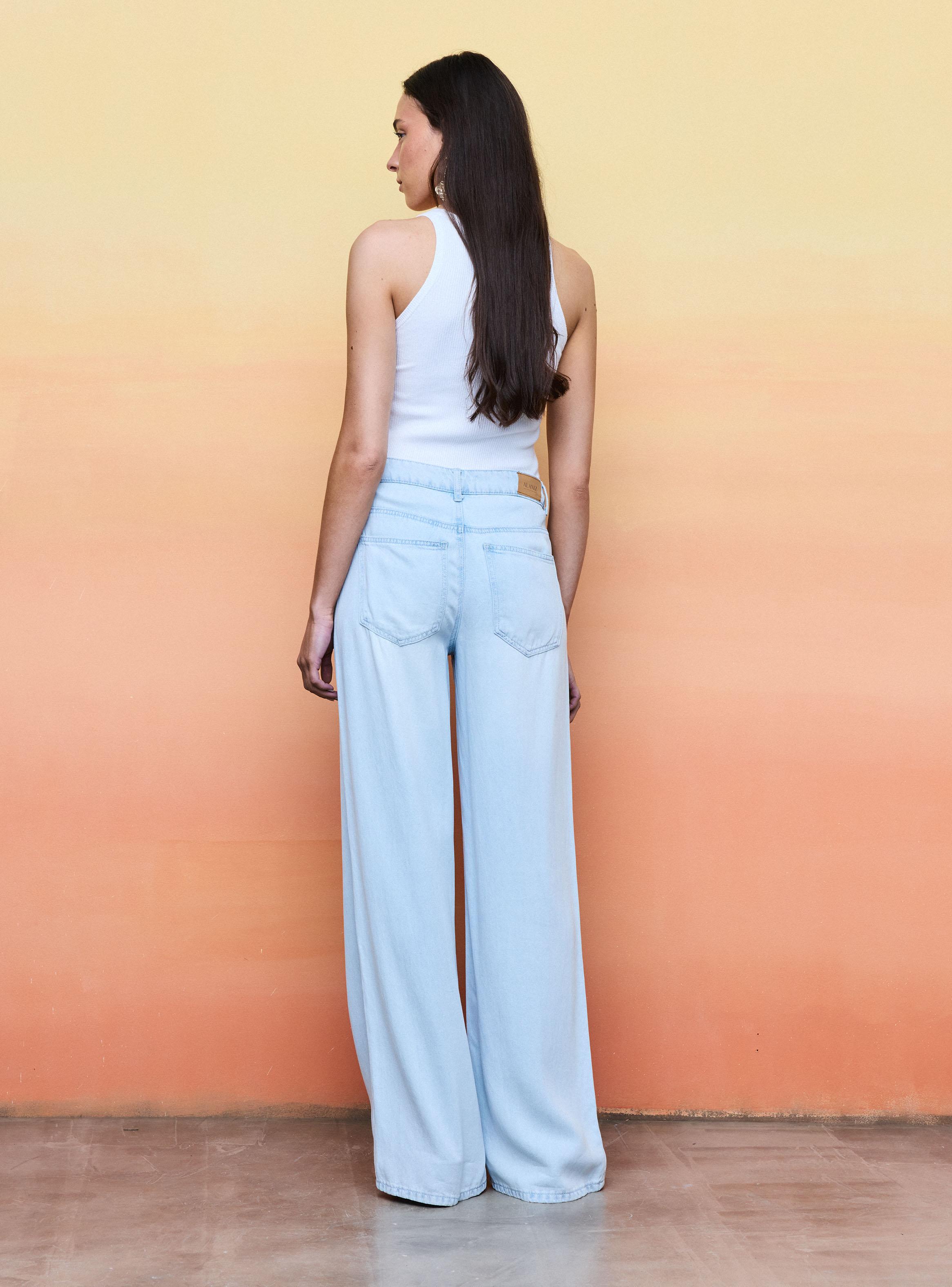 Jeans Pantalón Fluido Pierna Ancha-5