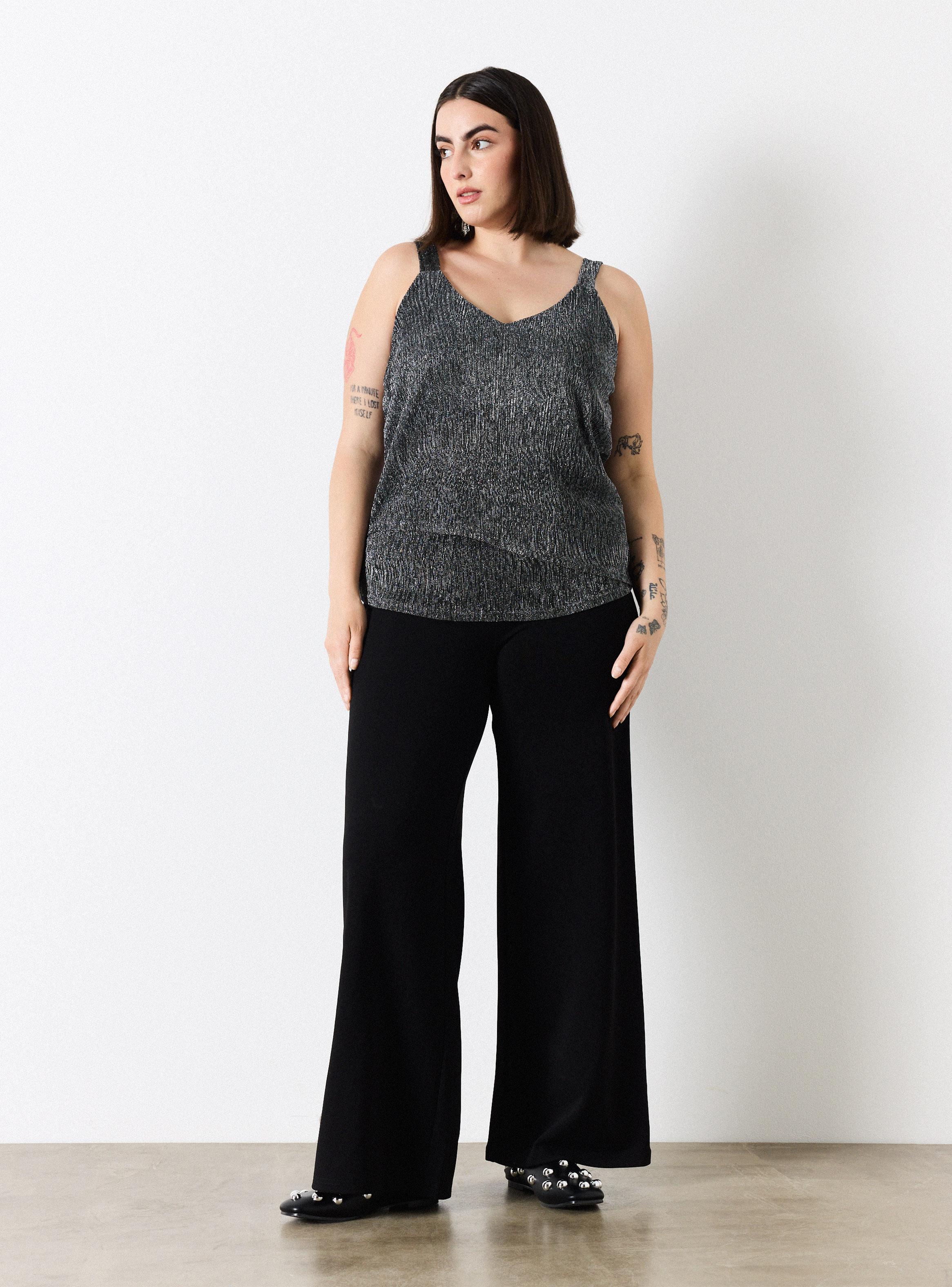 Pantalón Ancho de Punto Pretina en V Talla Curvy-4