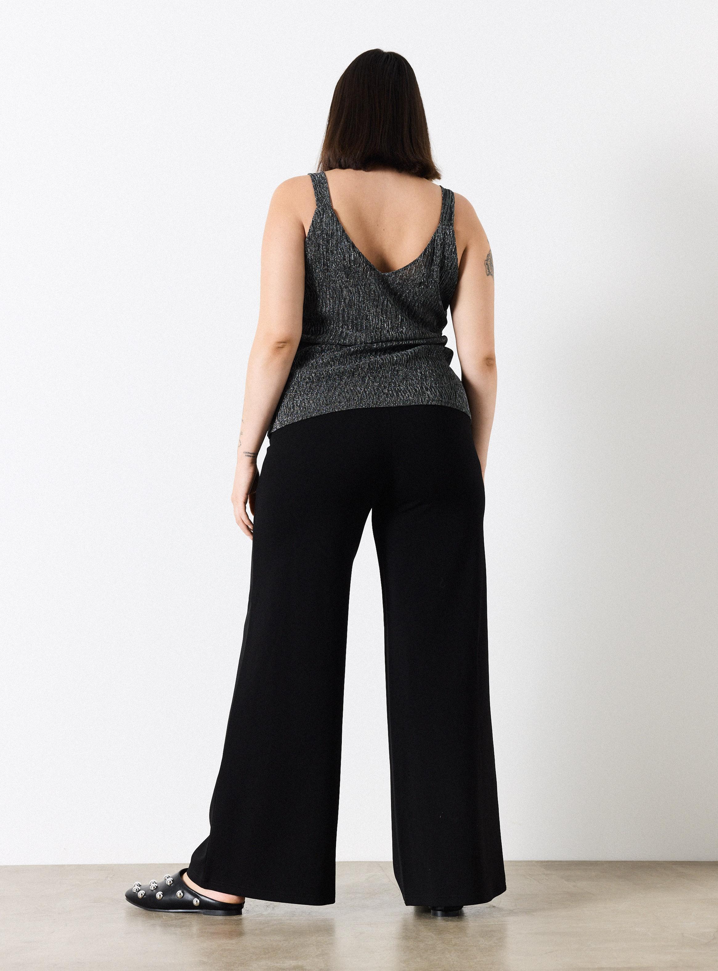 Pantalón Ancho de Punto Pretina en V Talla Curvy-5