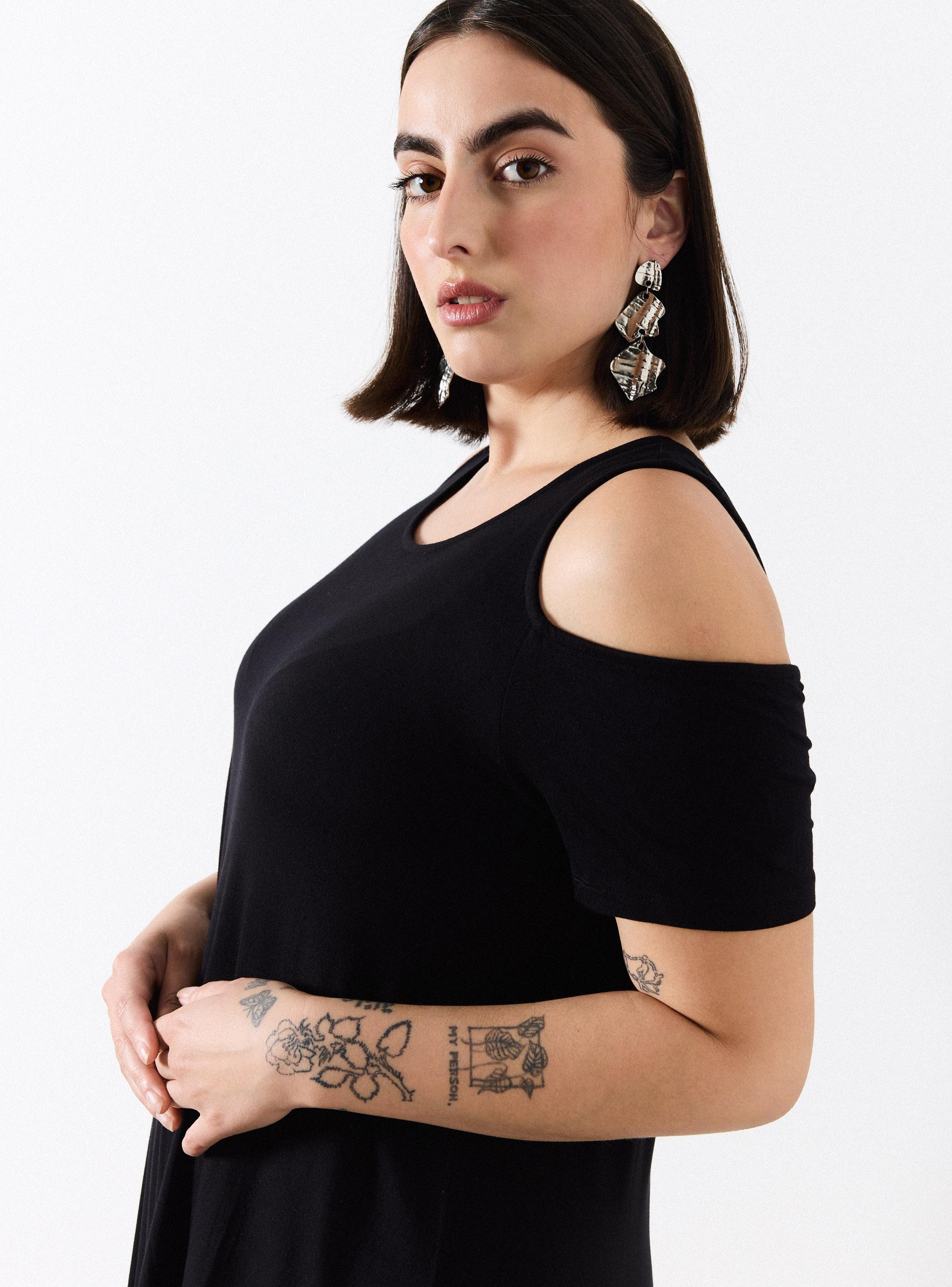 Vestido Hombros Cut-Out y Espalda con Pabilos Cruzados-2