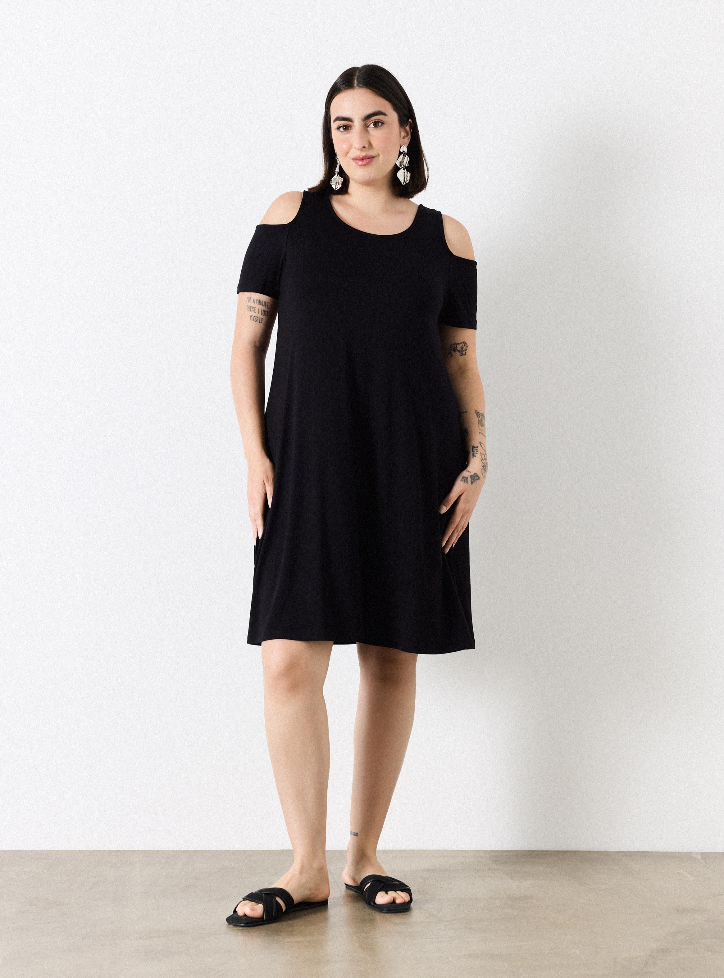 Vestido Hombros Cut-Out y Espalda con Pabilos Cruzados-4