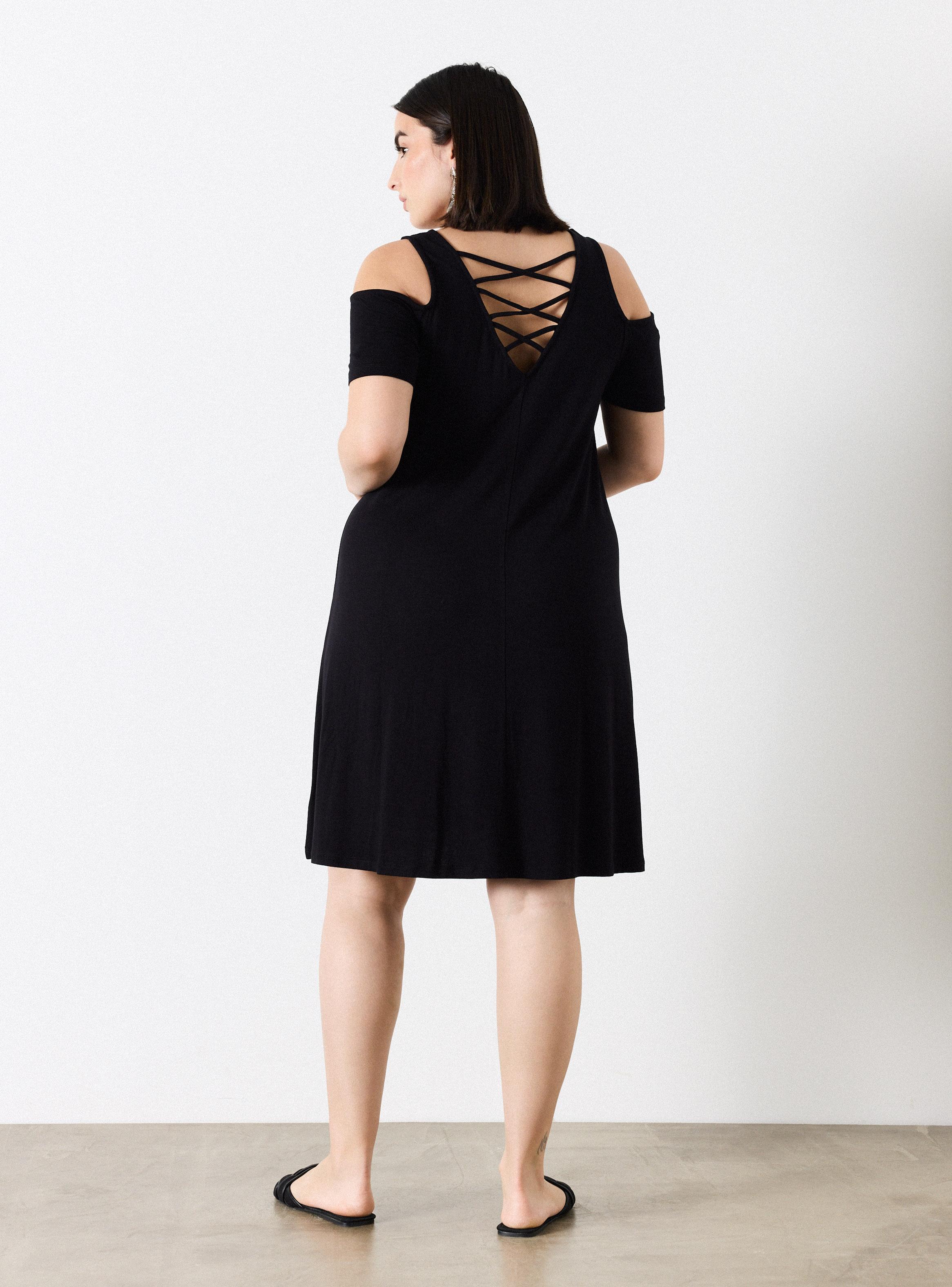 Vestido Hombros Cut-Out y Espalda con Pabilos Cruzados-5