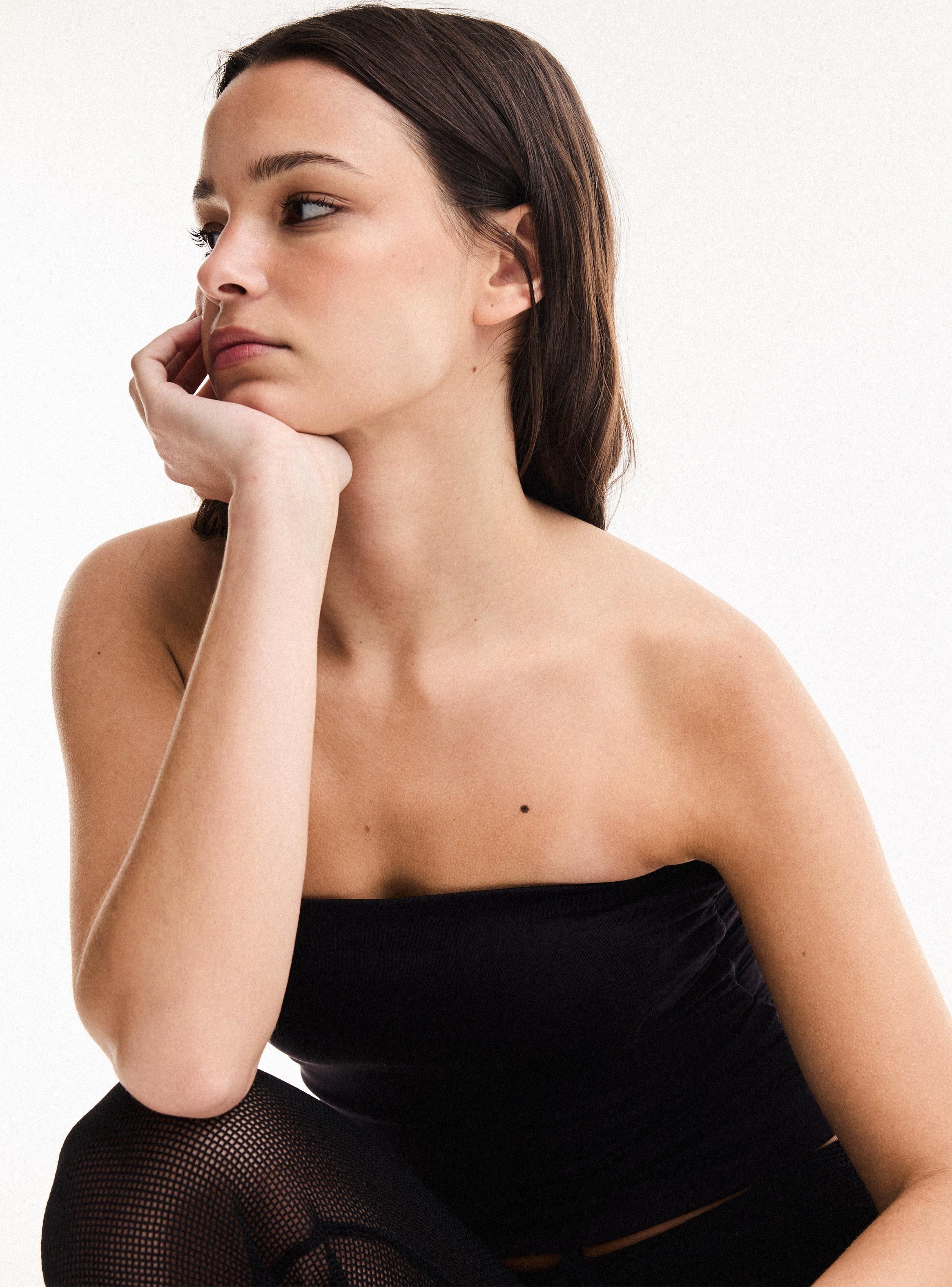 Polera Strapless con Recogido al Costado-3