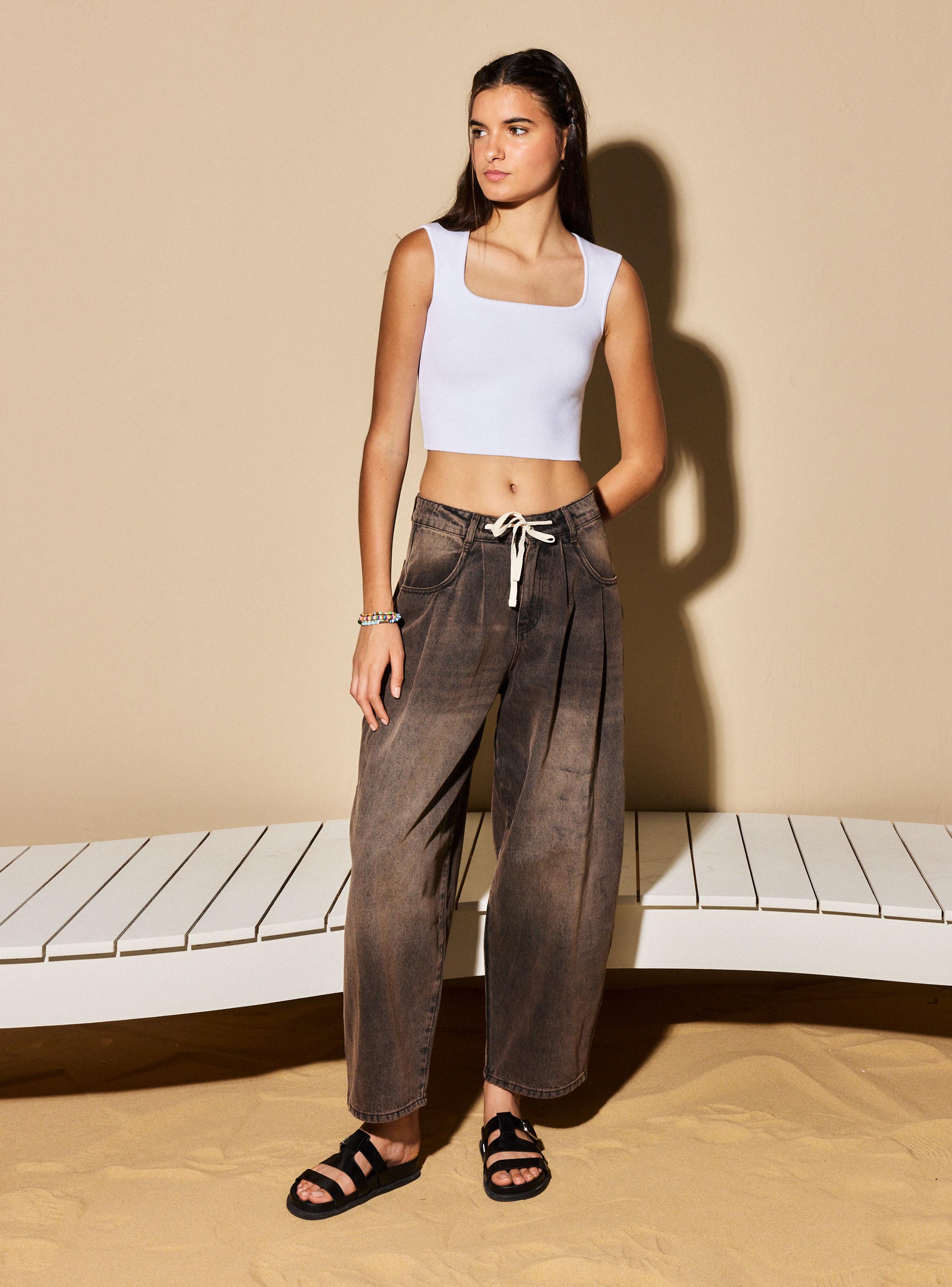 Polera Tejida Corte Cuadrado-4