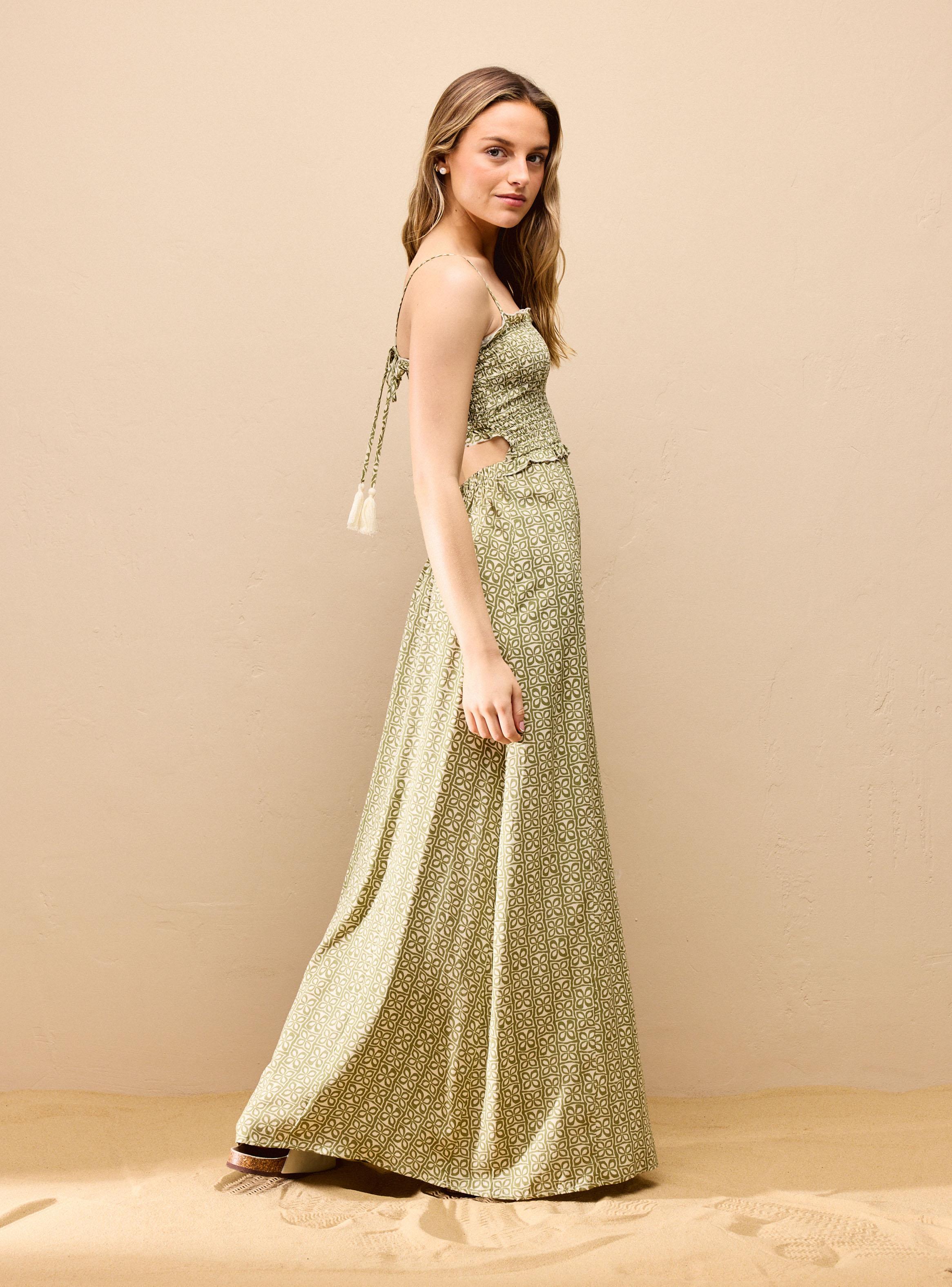 Vestido Detalle Panal Abeja con Ajuste Espalda-5