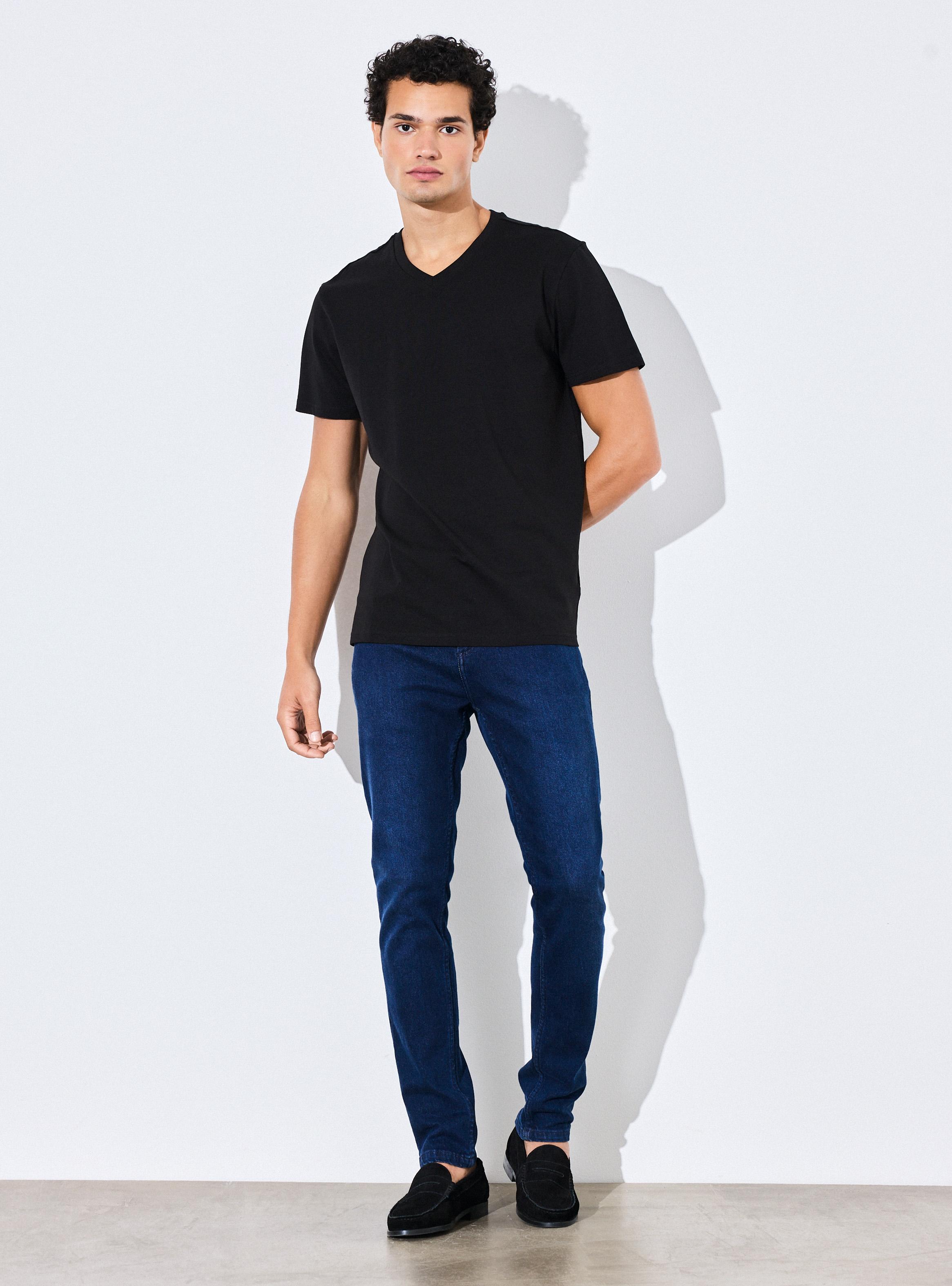 Polera Manga Corta Algodón Cuello V-4