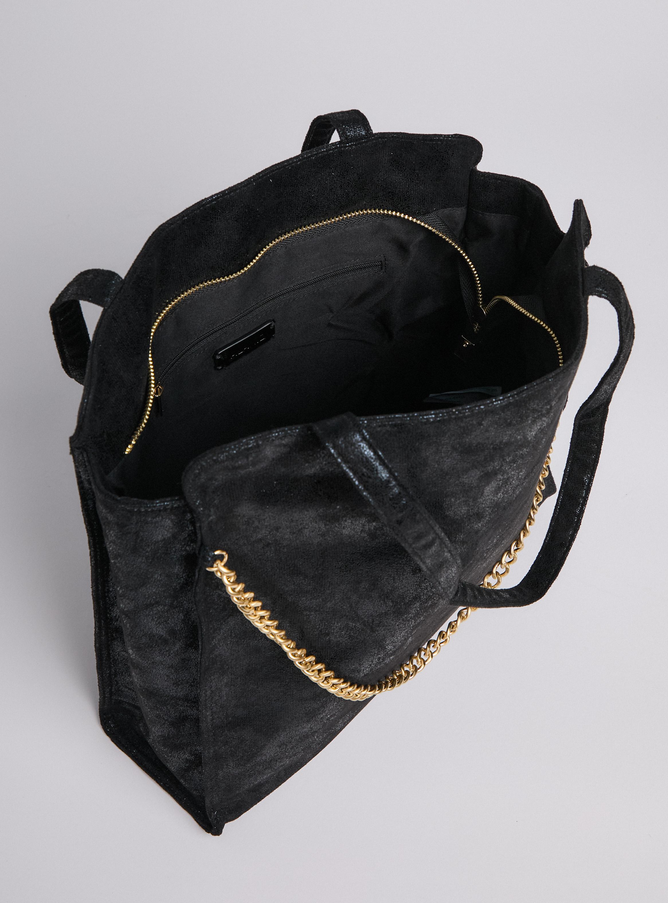 Cartera Totebag Efecto Brillante con Cadena-3