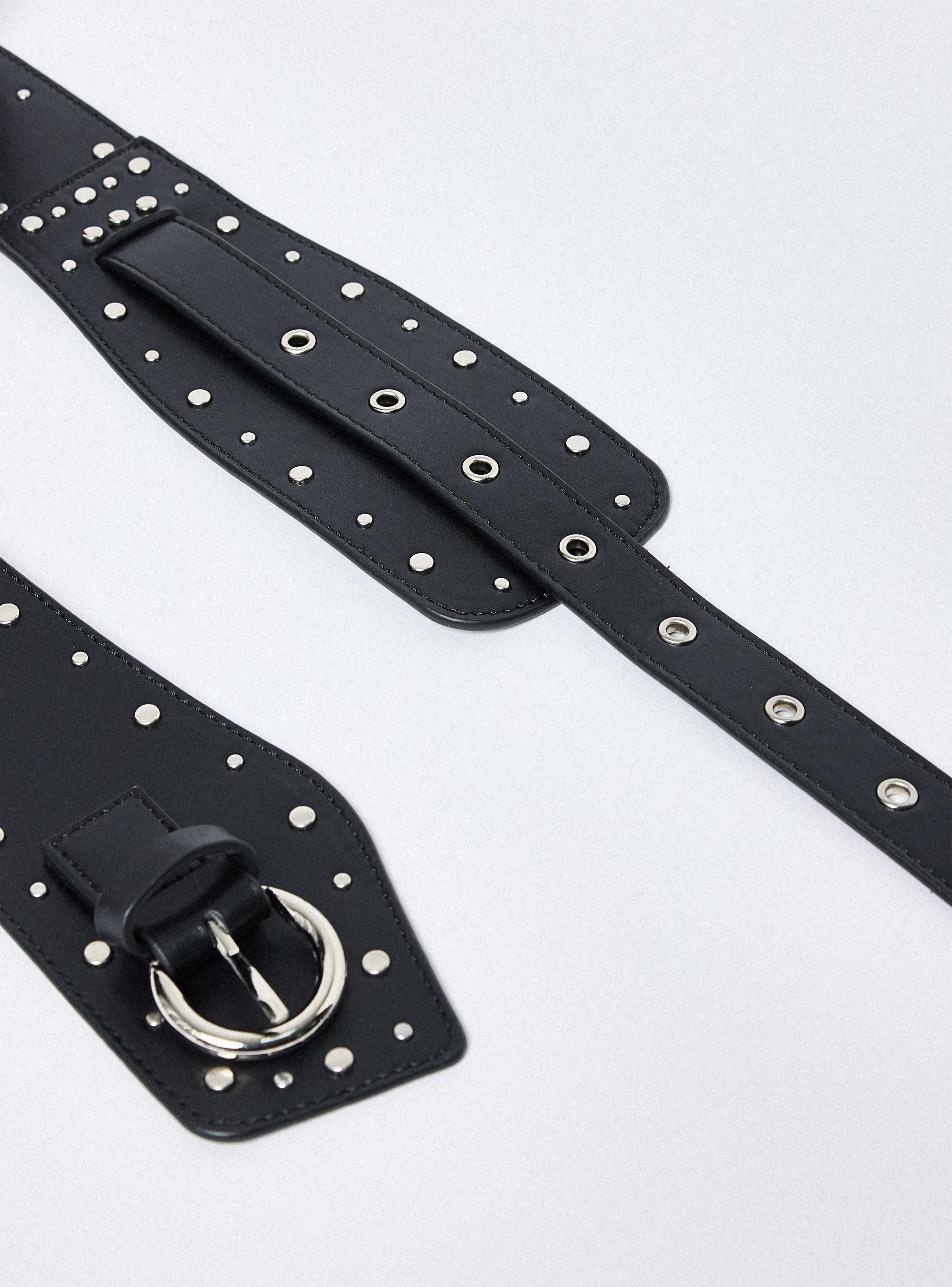 Cinturón Ancho Tachas Cuero Sintético-2