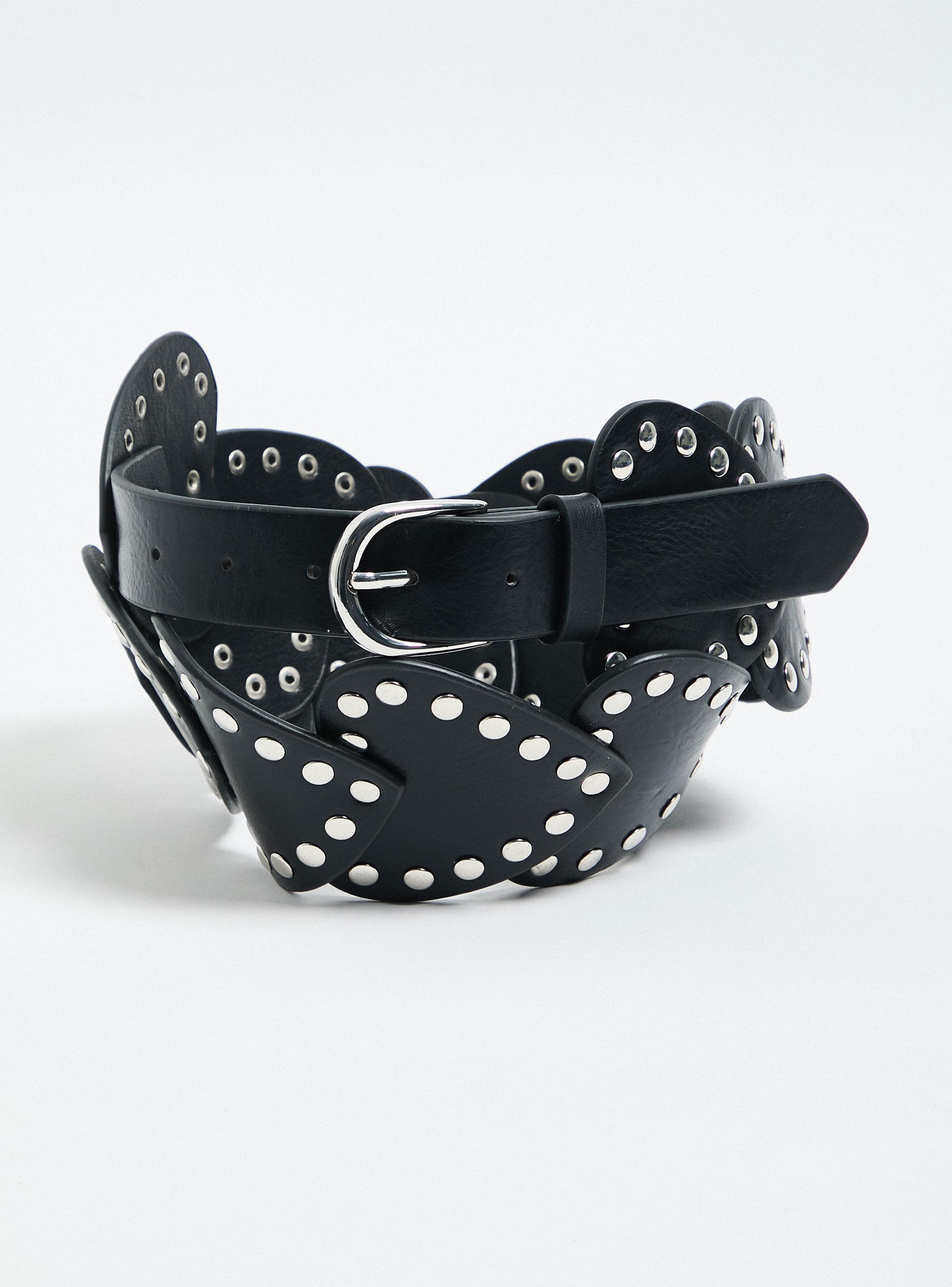 Cinturón Corazones Tachas Cuero Sintético-2