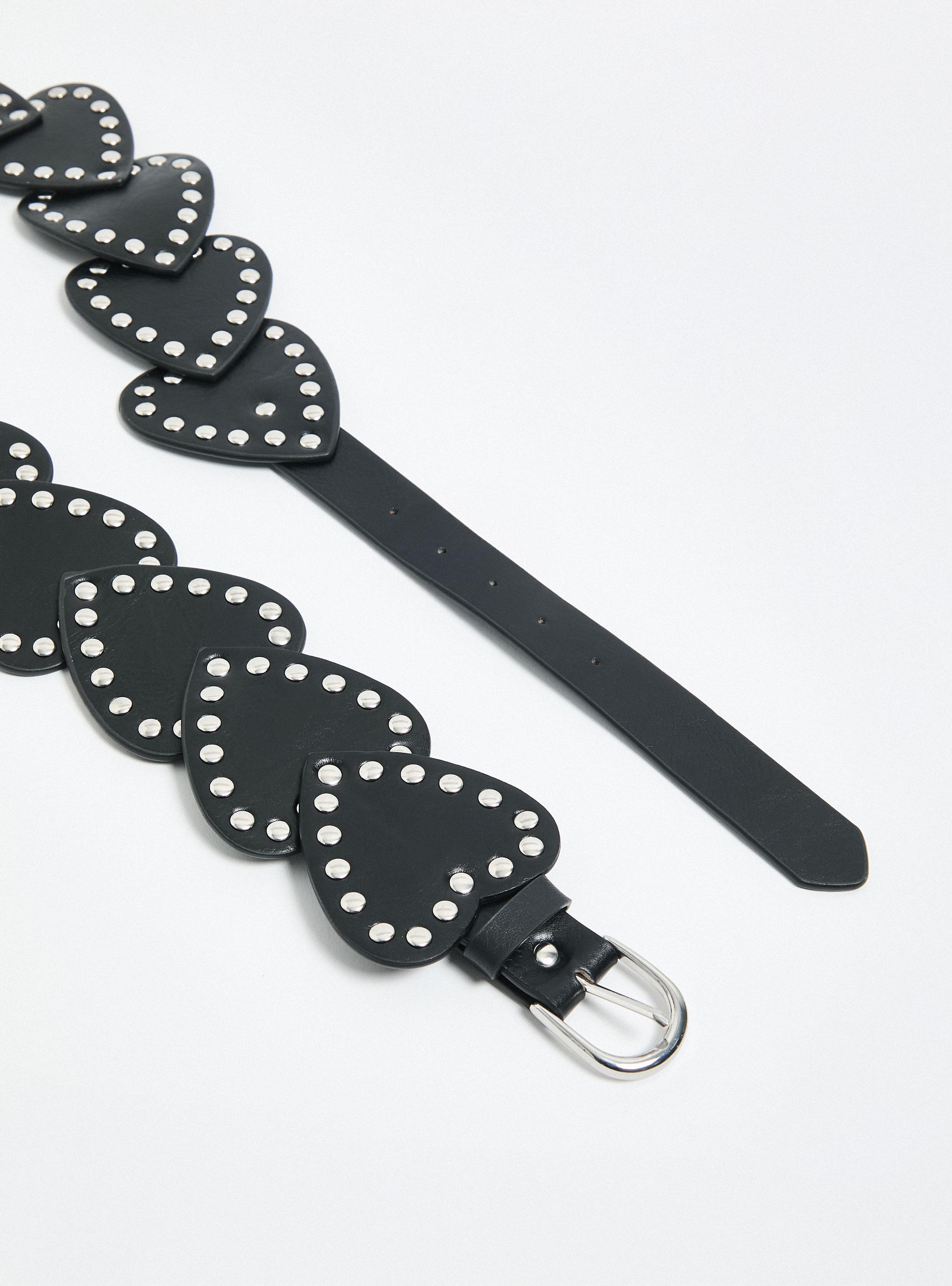 Cinturón Corazones Tachas Cuero Sintético-4