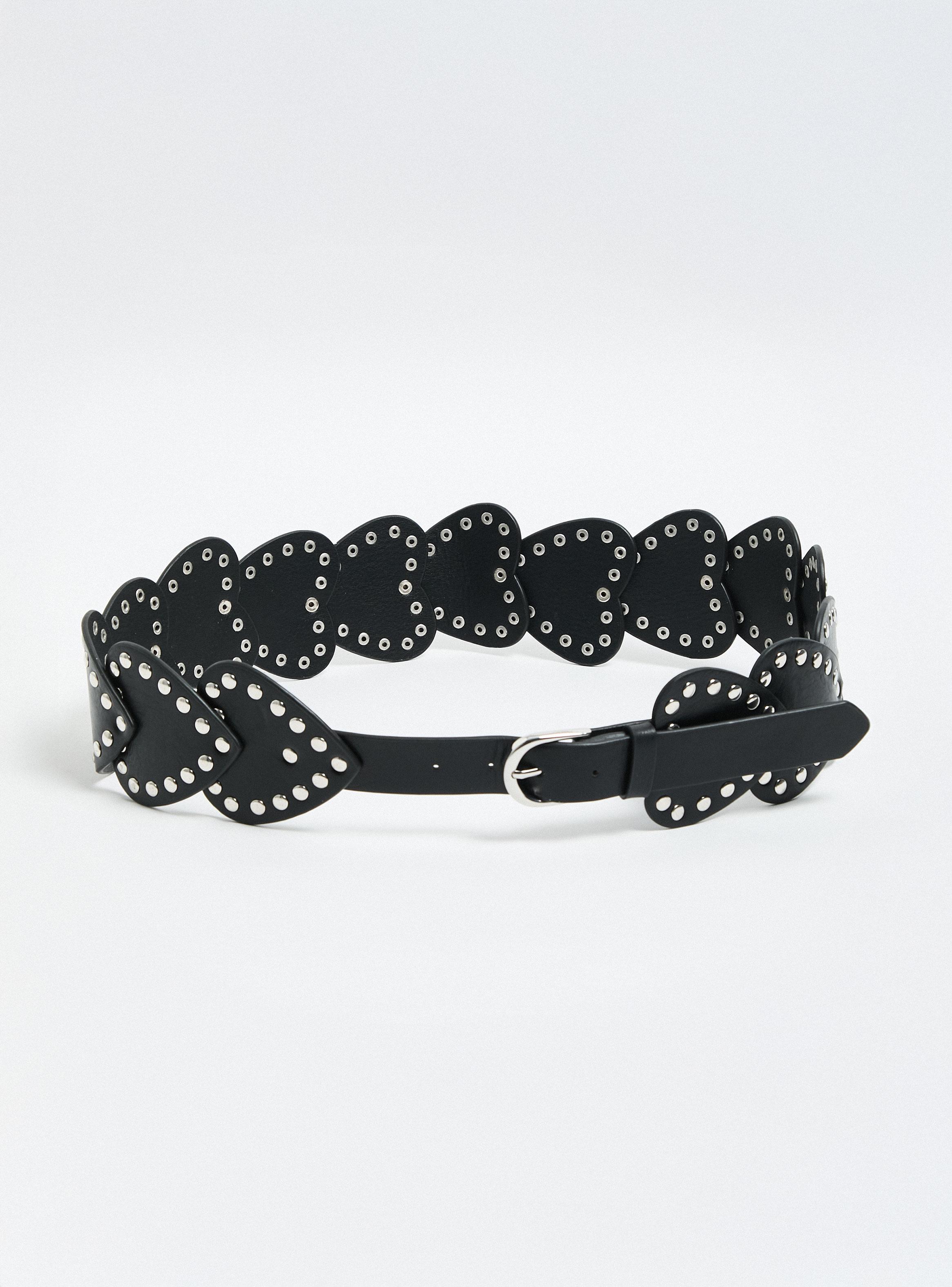 Cinturón Corazones Tachas Cuero Sintético-3