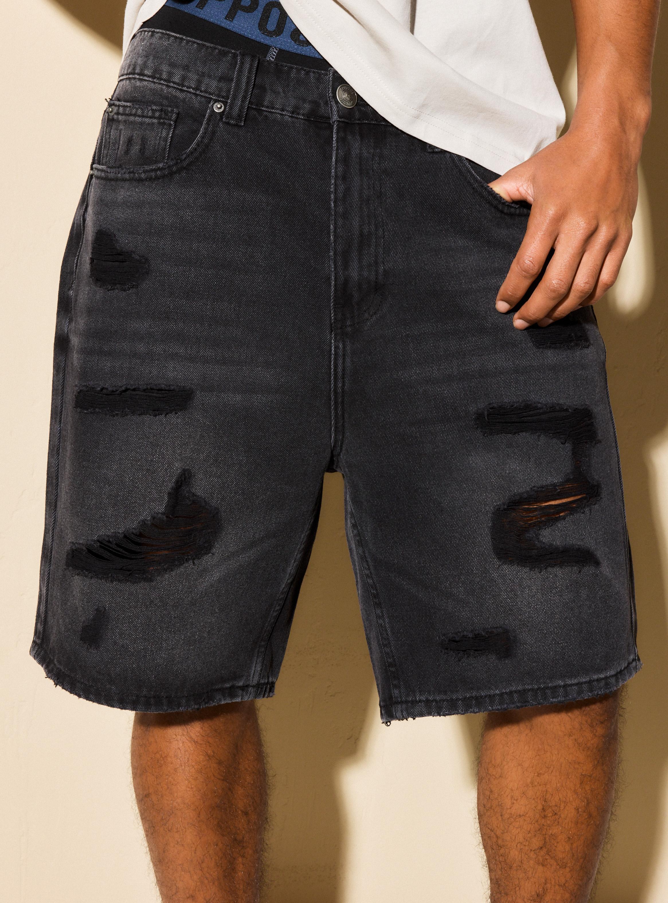 Short Oscuro Roturas Denim-2
