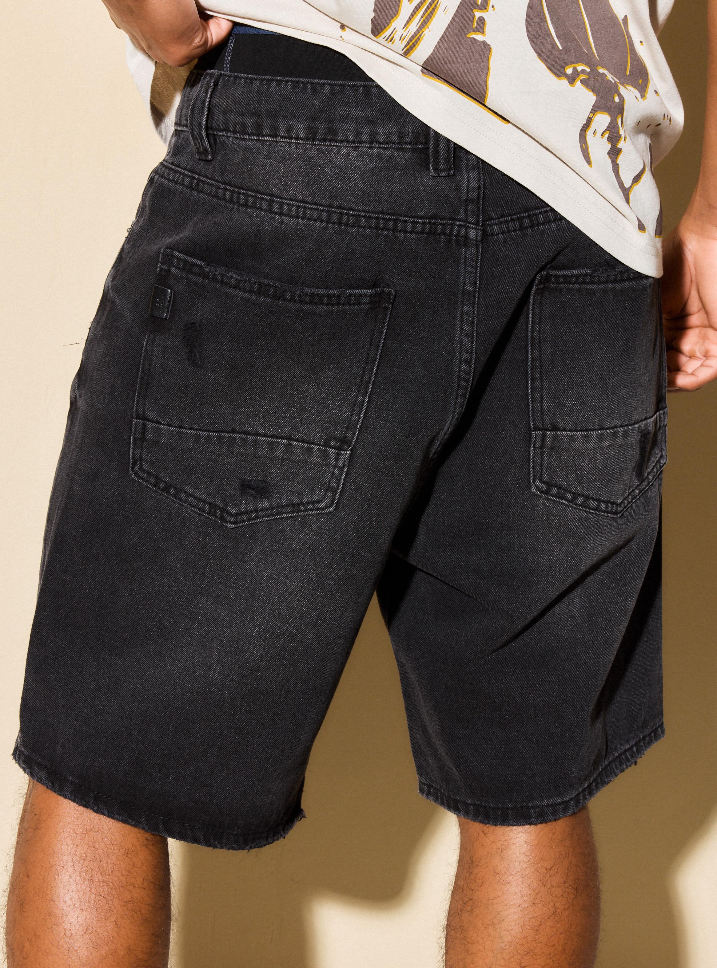 Short Oscuro Roturas Denim-3