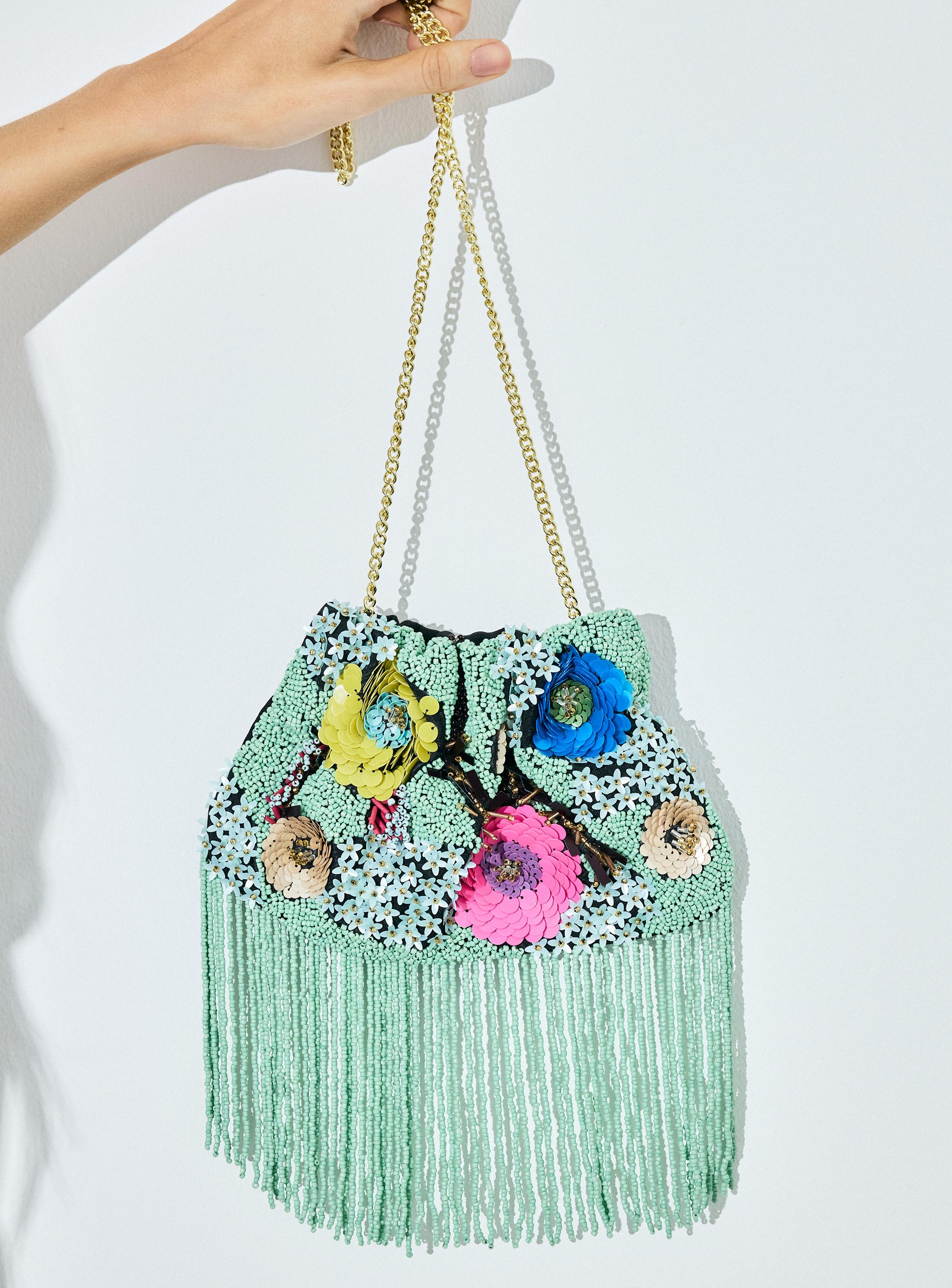 Cartera Diseño Mostacillas Multicolor con Cadena-5