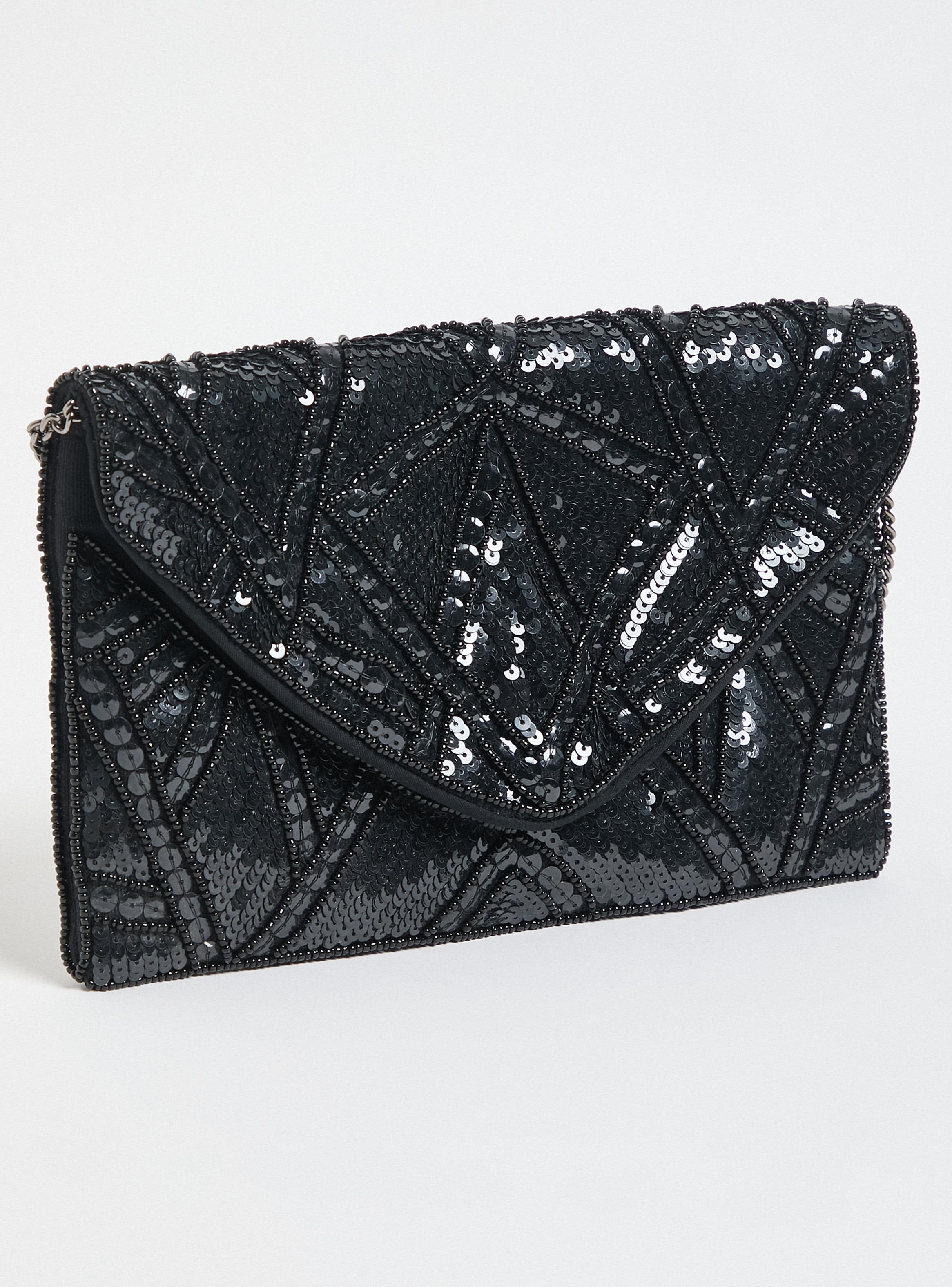 Cartera Diseño Mostacillas Negro-3