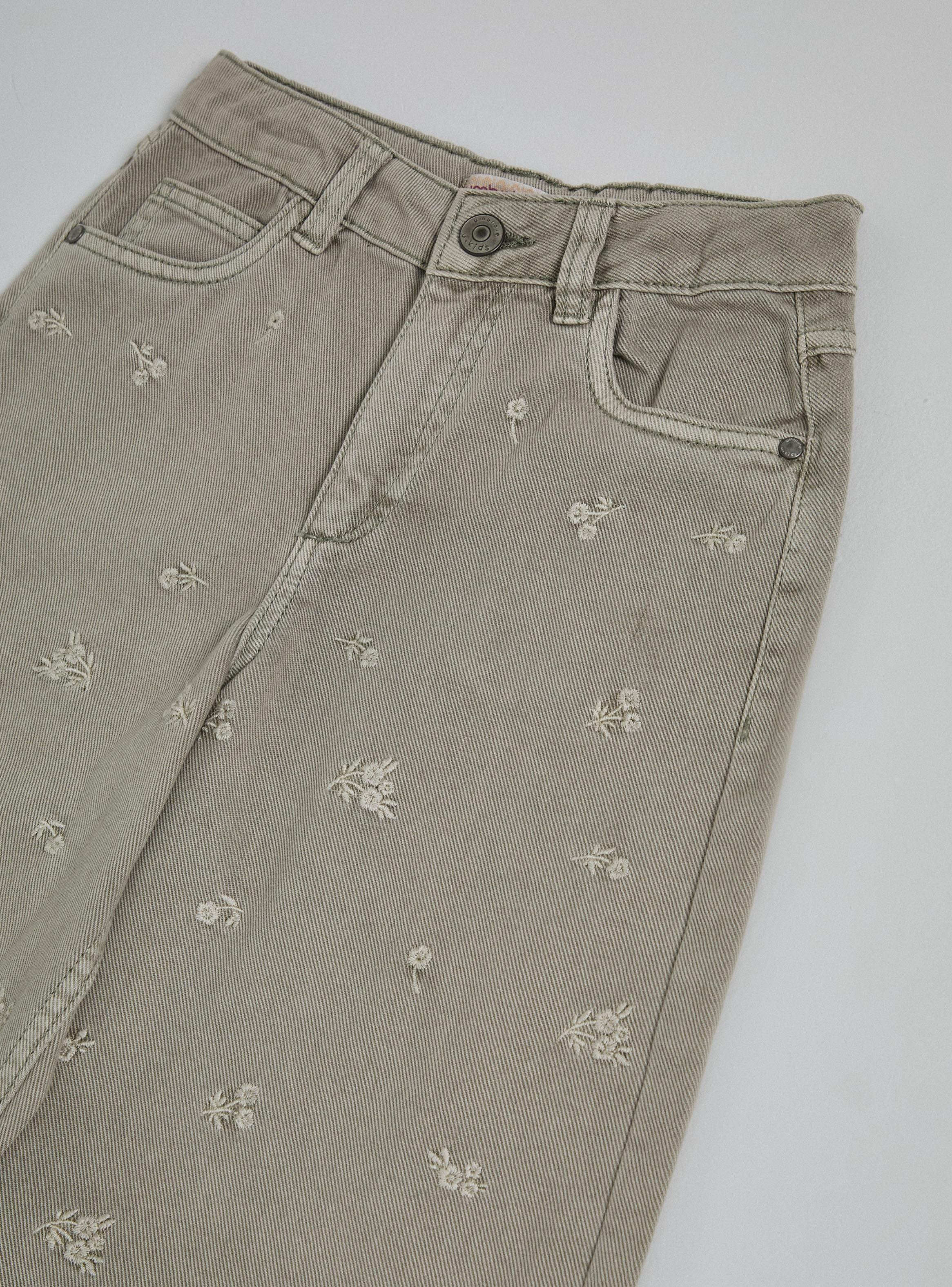 Pantalón Baggy Estilo Mom Mini Bordado-3