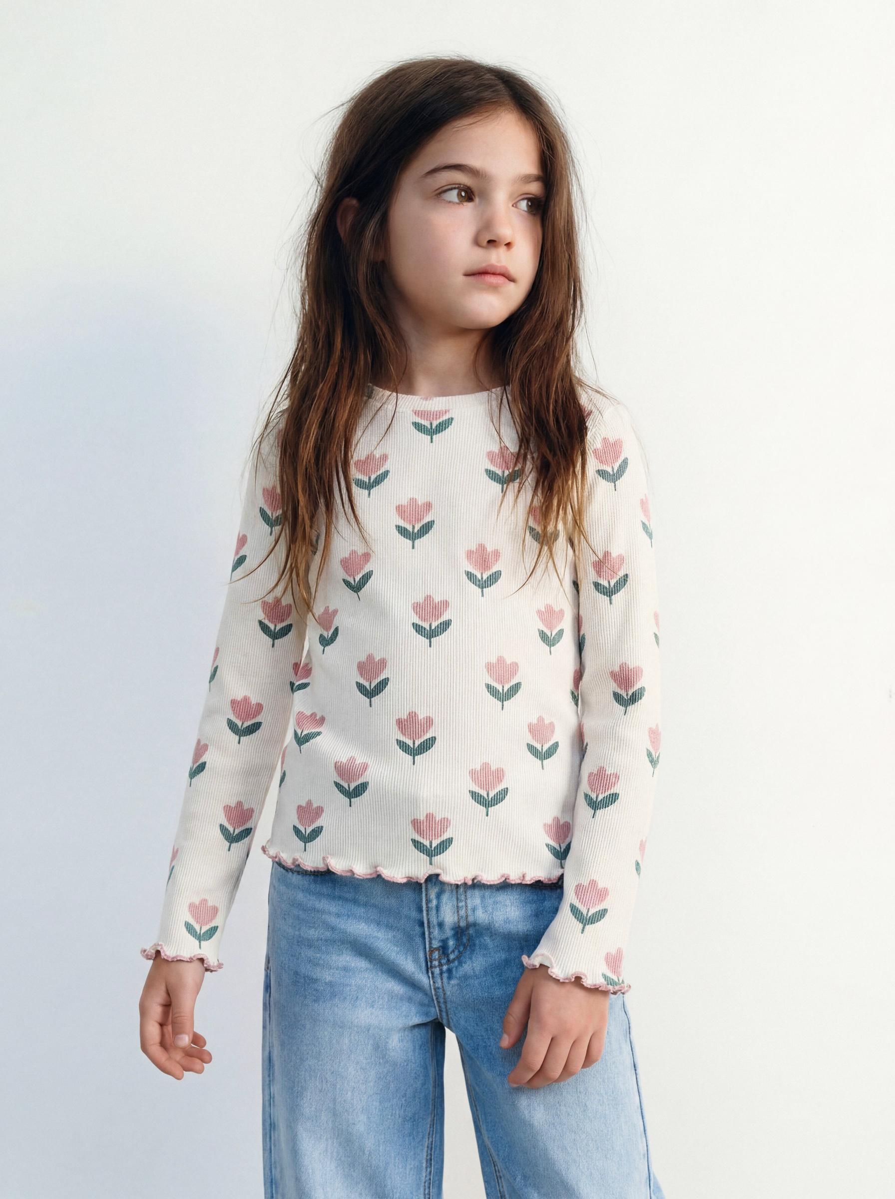 Polera Estampada Rib Niña-0