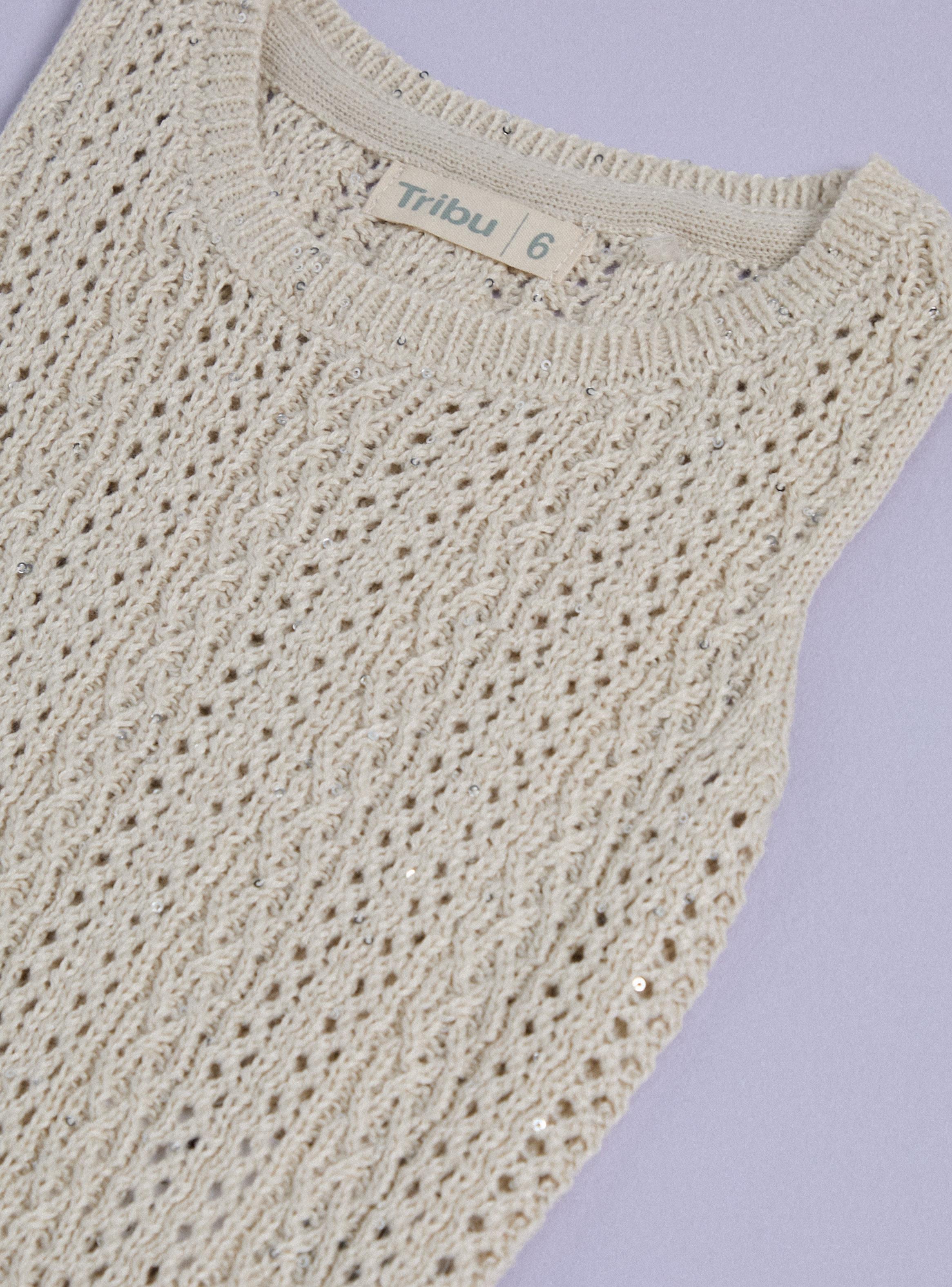 Polera Tejida Lentejuelas con Detalles Cintas-2