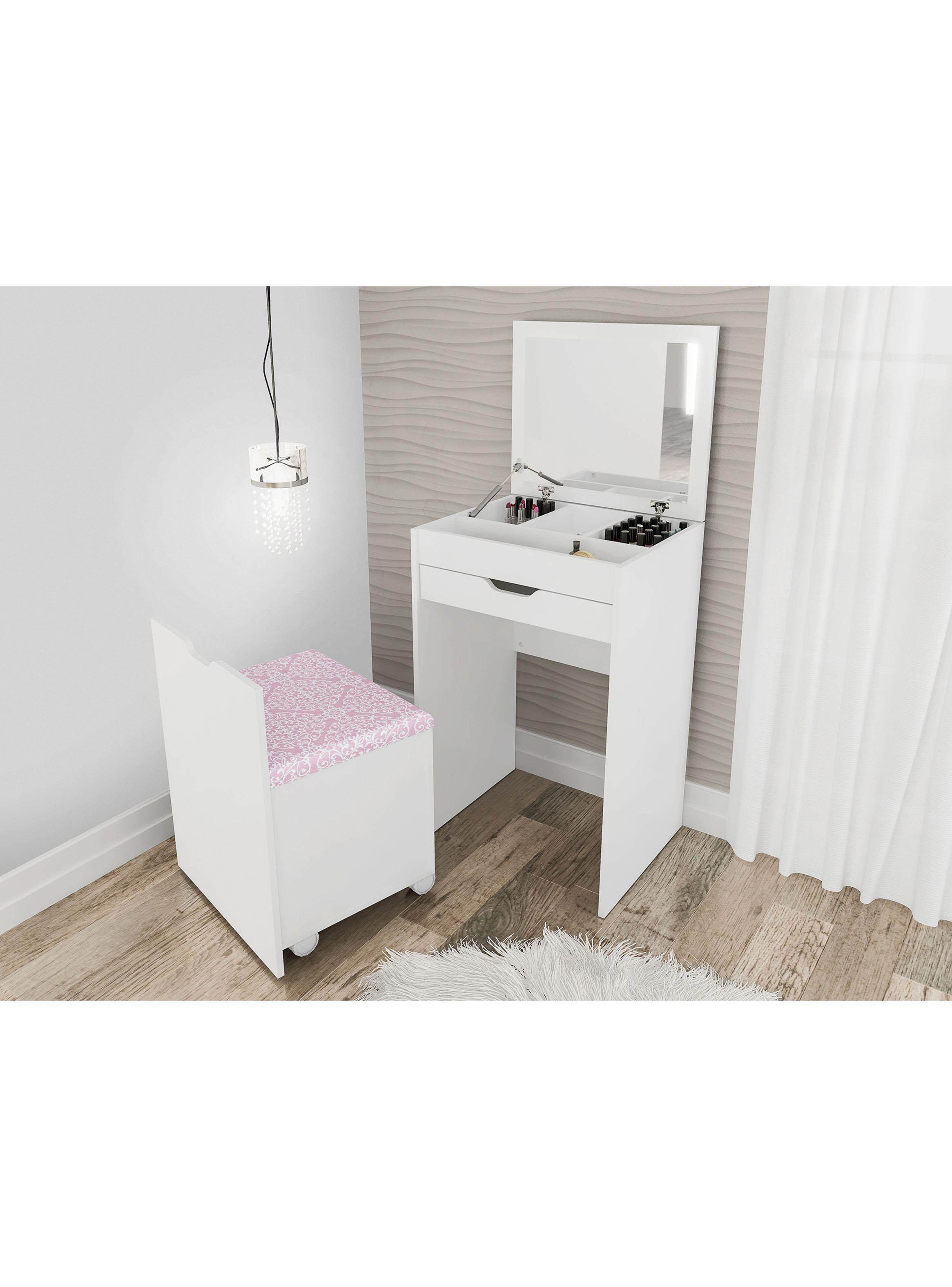 Tocador Multiuso con Espejo + Pouf-4