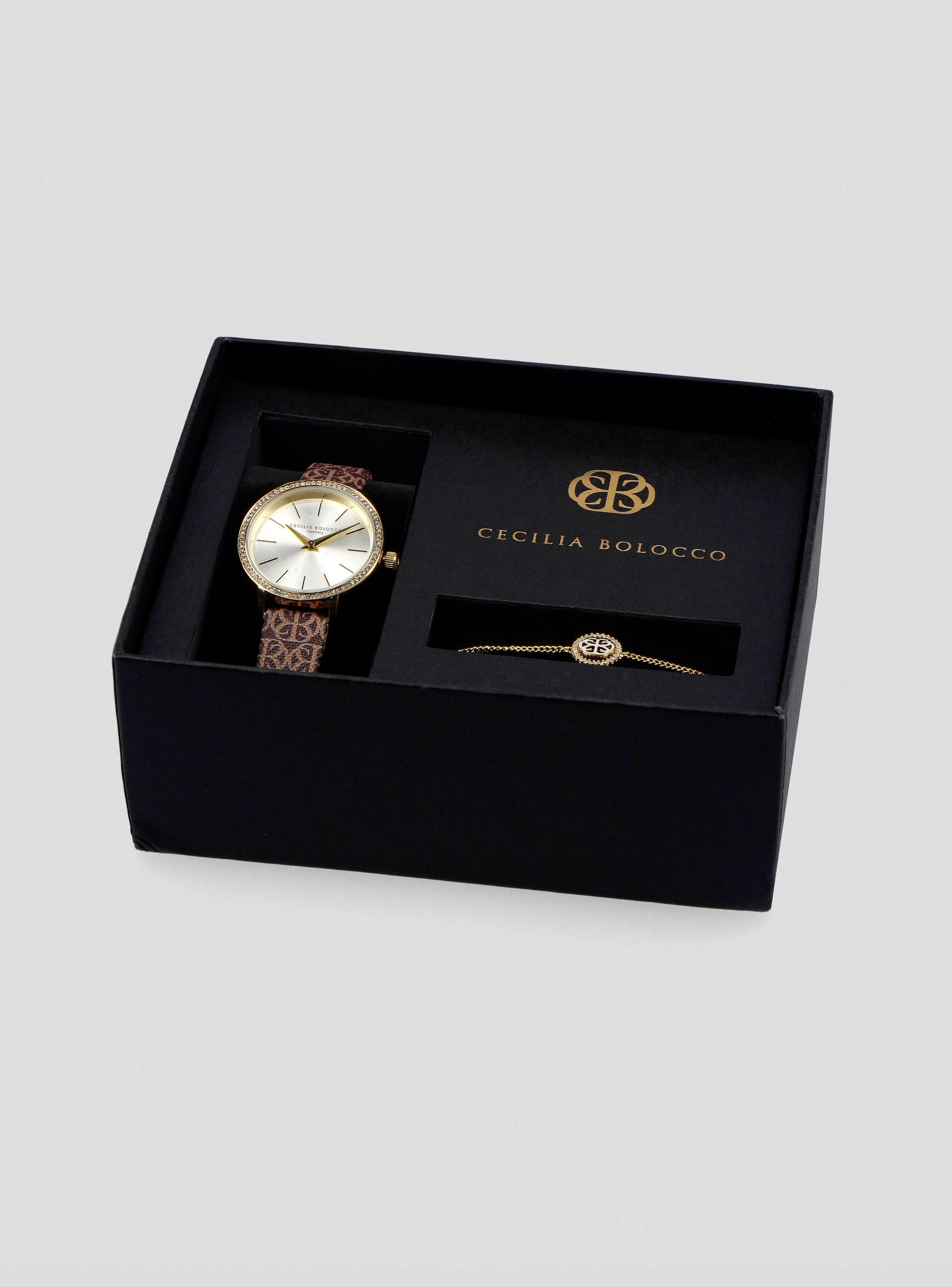 Pack Reloj Análogo Café Mujer + Pulsera-4