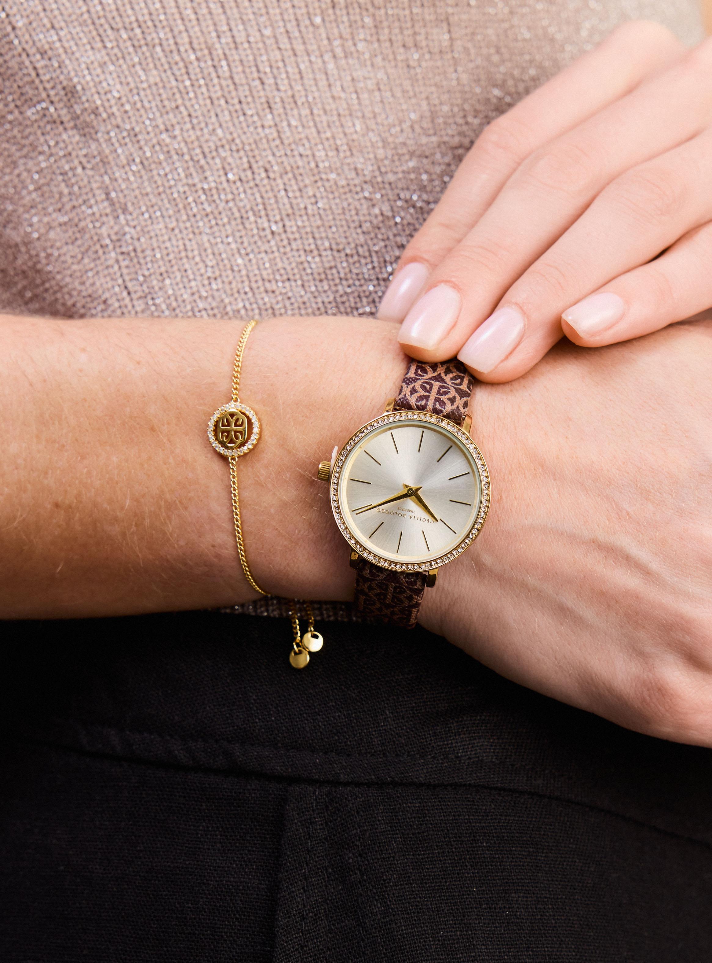 Pack Reloj Análogo Café Mujer + Pulsera-6