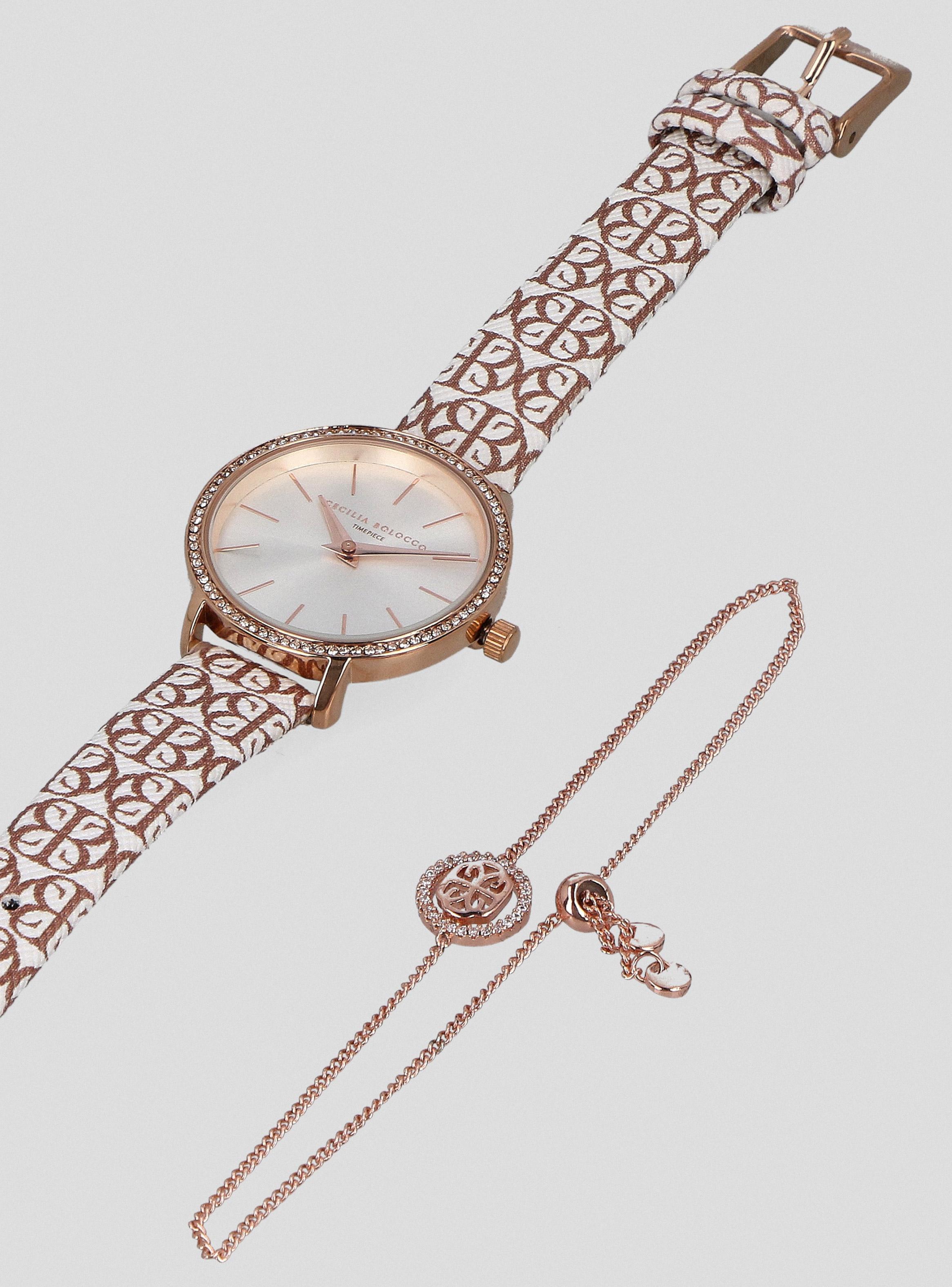 Pack Reloj Análogo Blanco Mujer + Pulsera-3