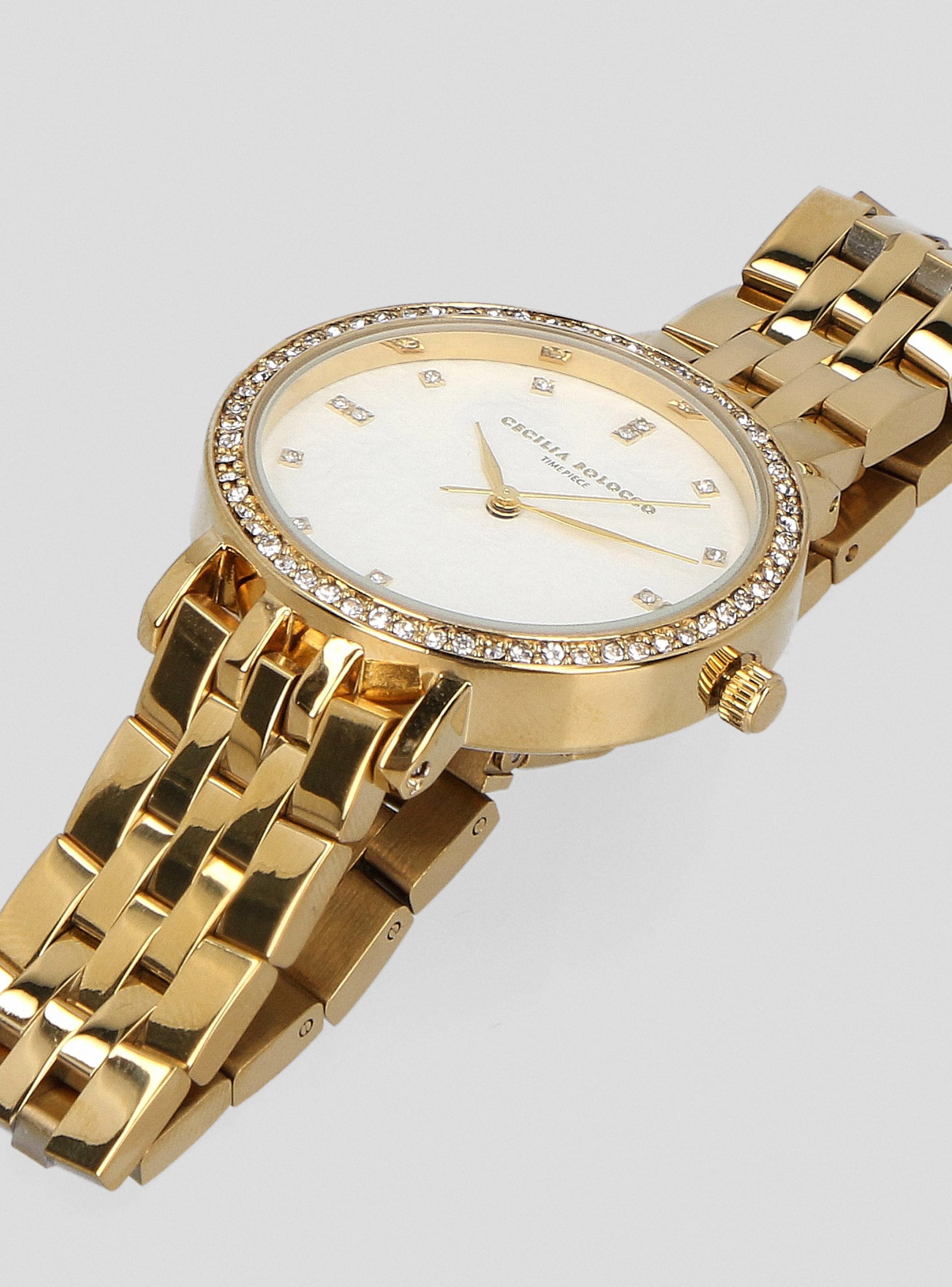 Reloj Análogo Dorado Metal Mujer-2