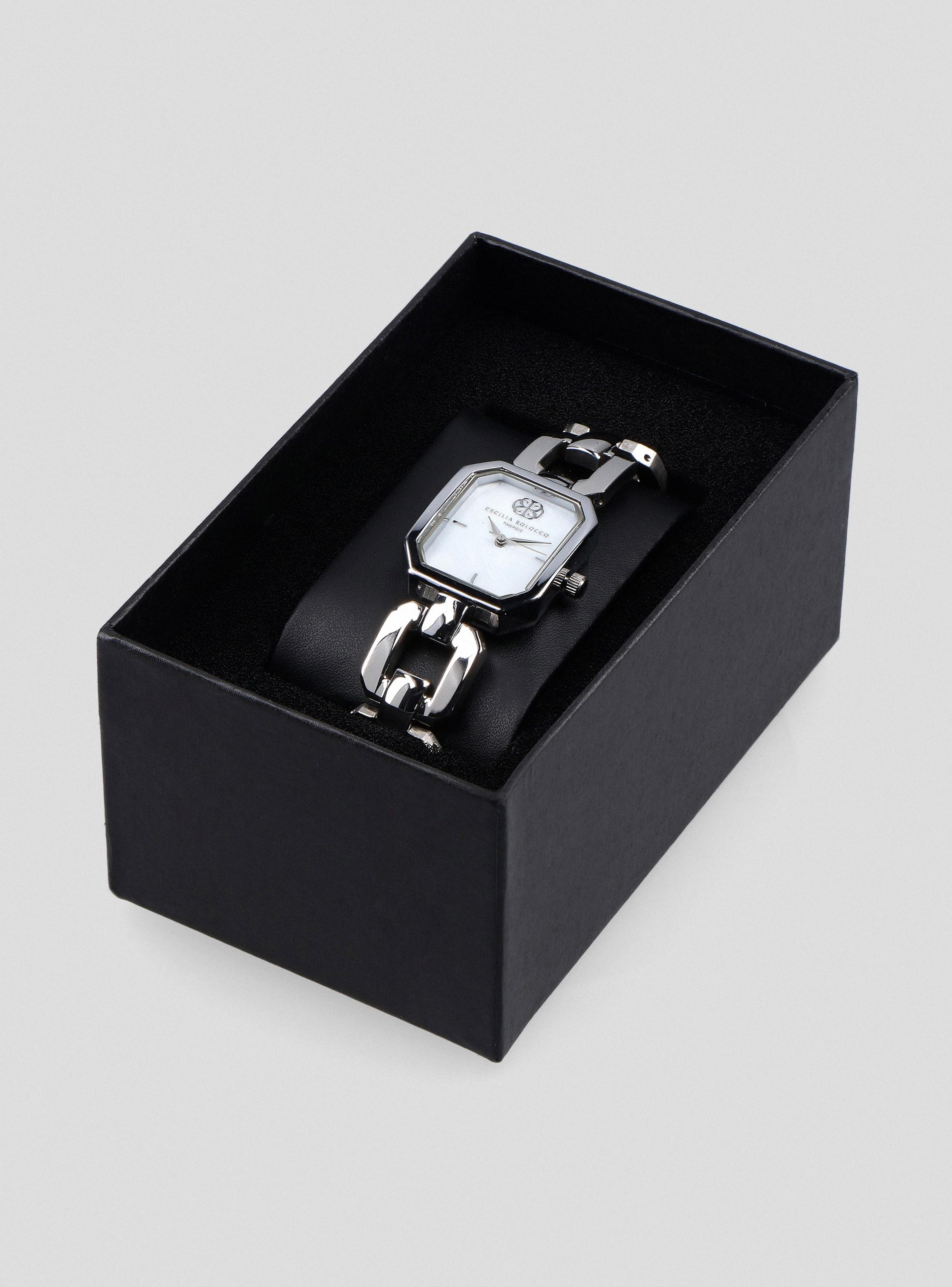 Reloj Análogo Cuadrado Silver Mujer-5