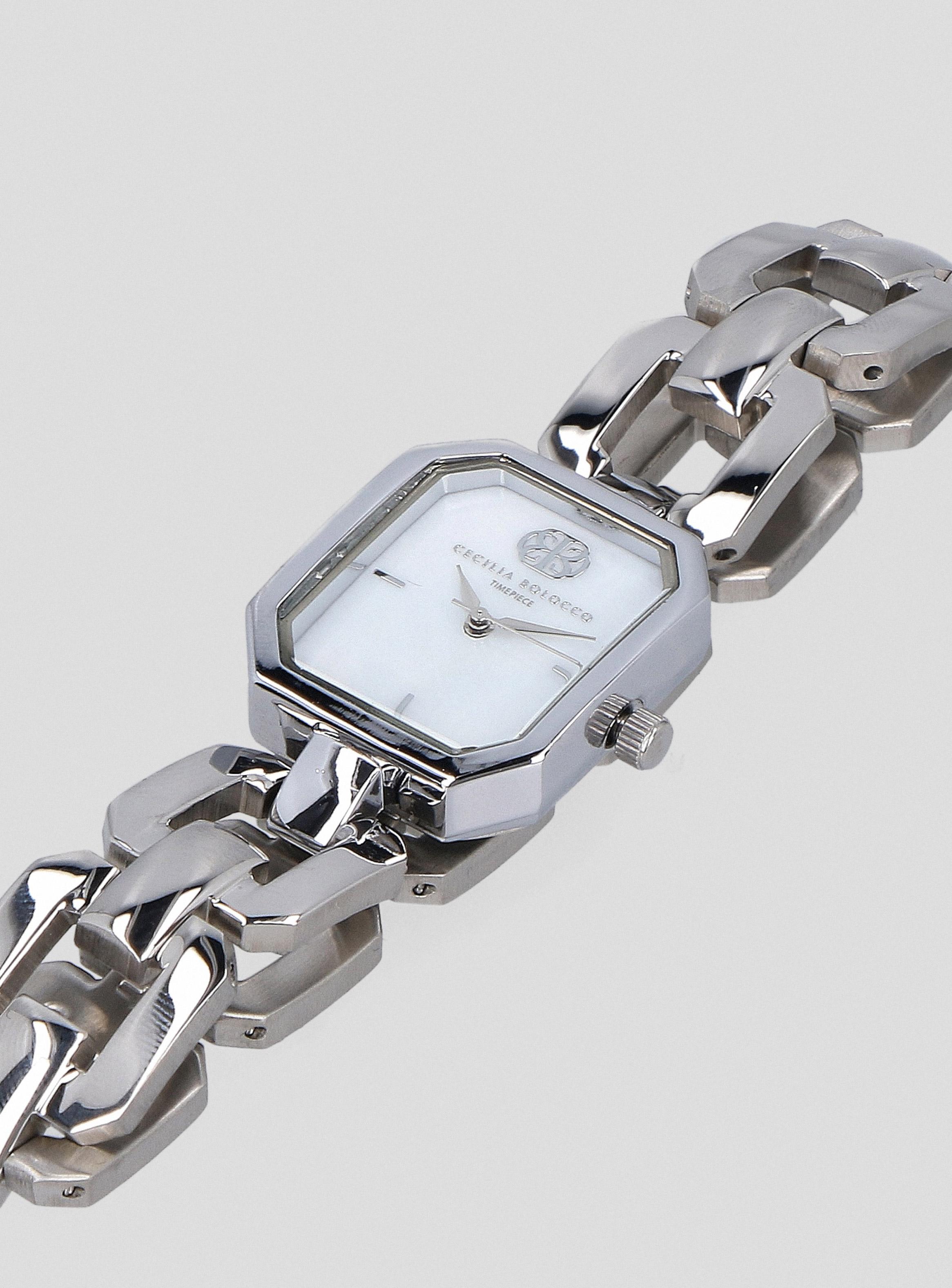 Reloj Análogo Cuadrado Silver Mujer-4