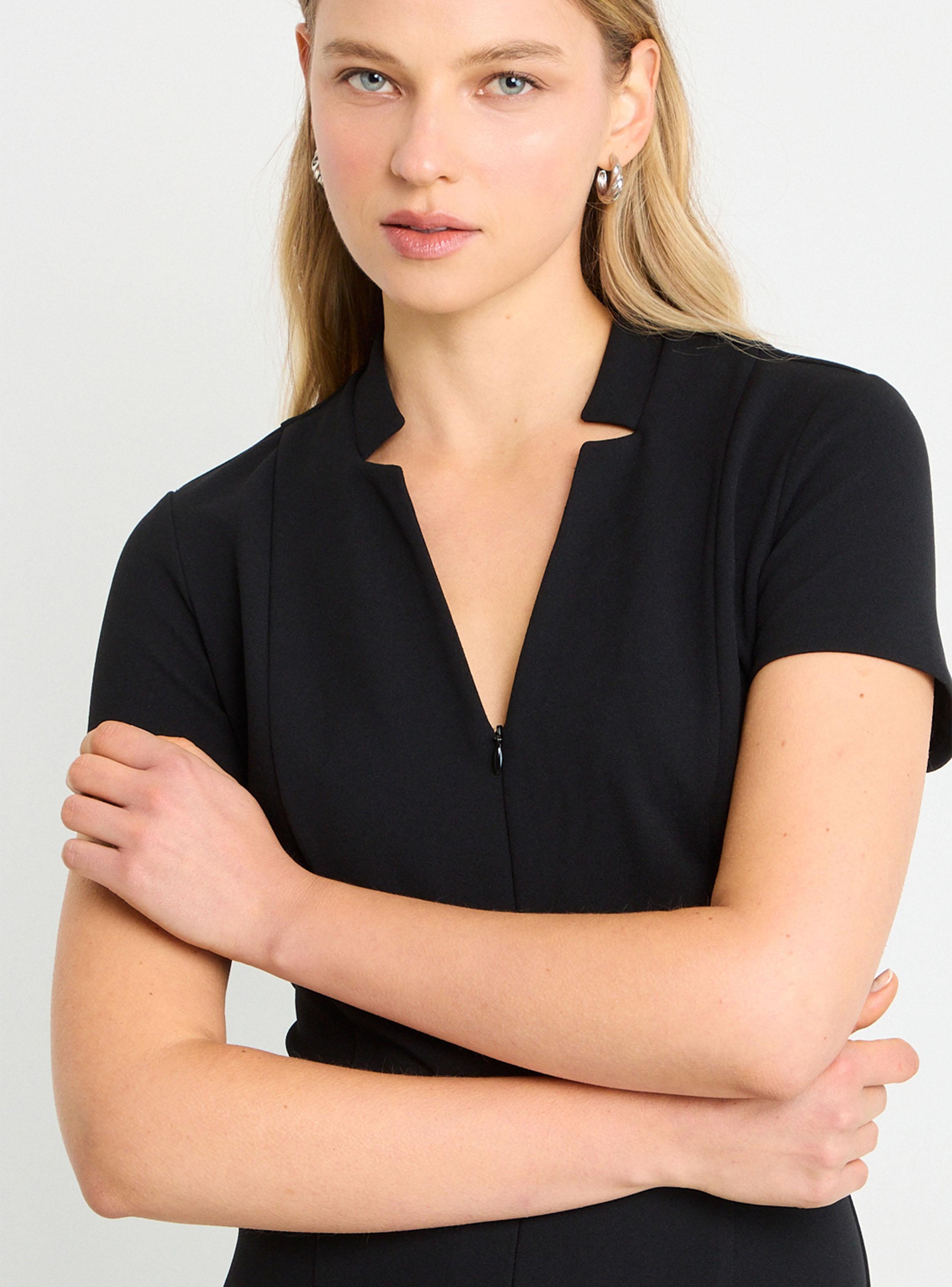 Vestido Liso con Cuello Mao 186-2