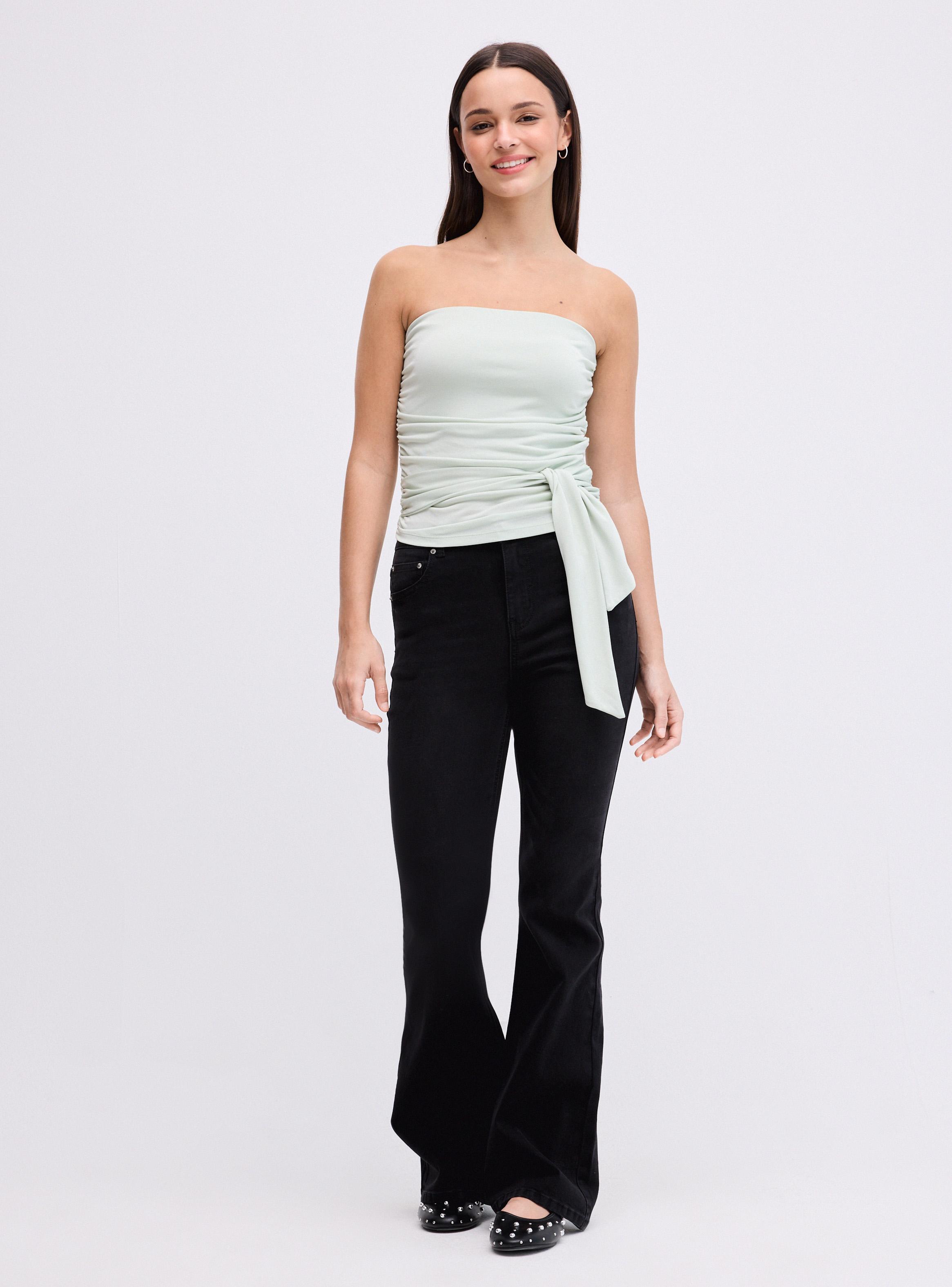 Polera Strapless Cinta en Cintura-4