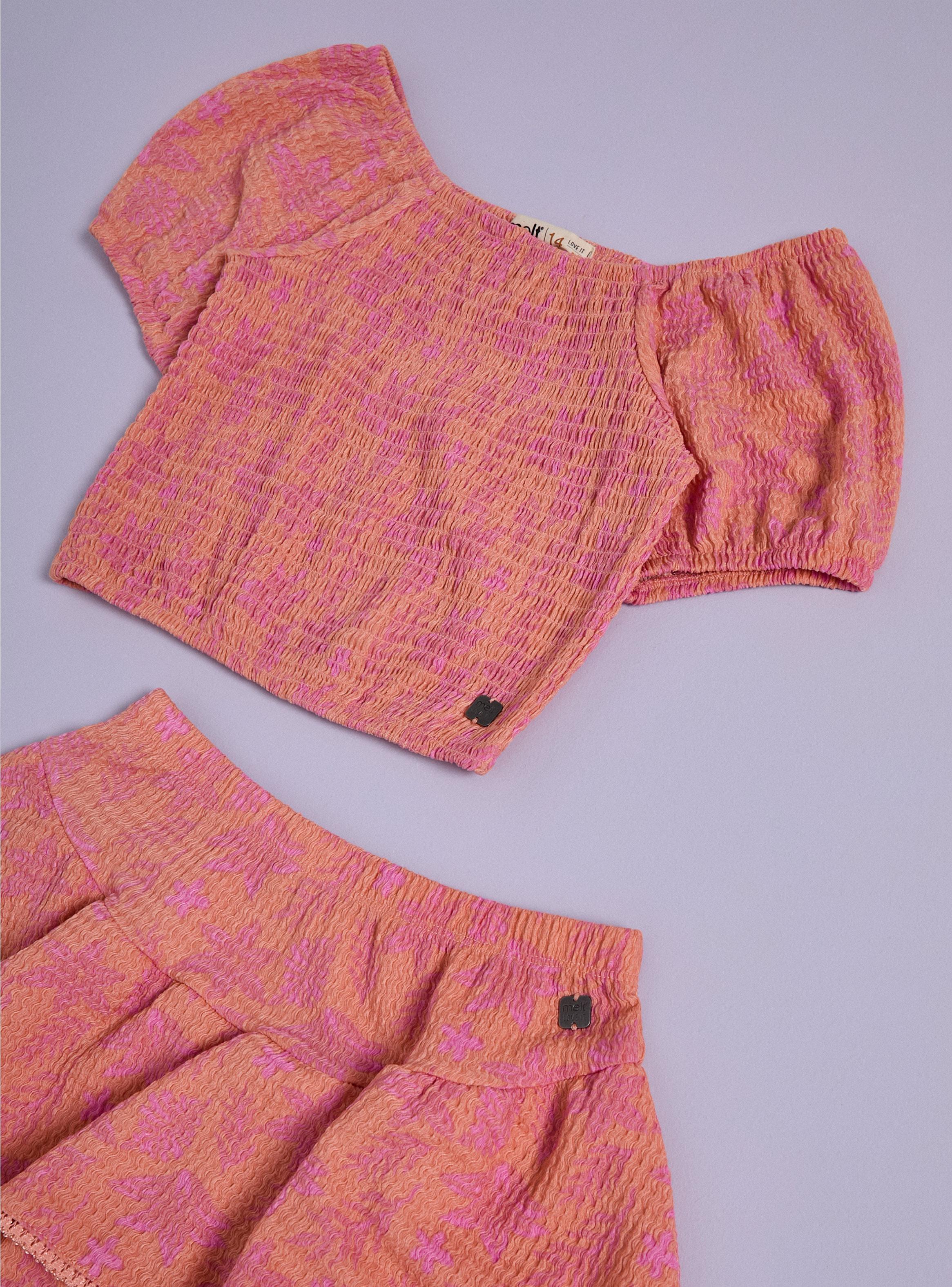 Conjunto Polera Panal Manga Globo y Falda Vuelos-2