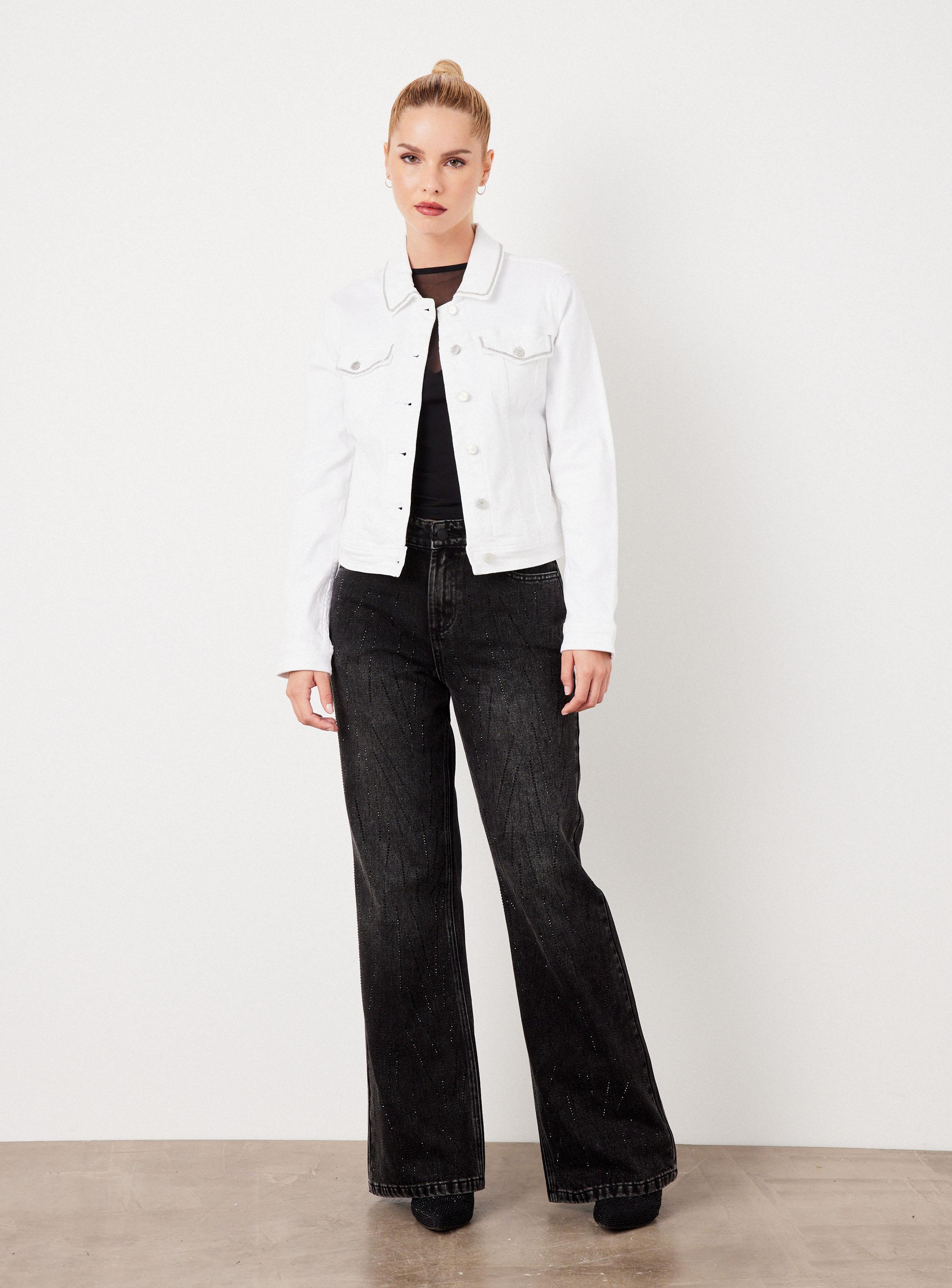 Chaqueta Bolsillos y Cuello con Cadena de Bolitas Metálicas-4