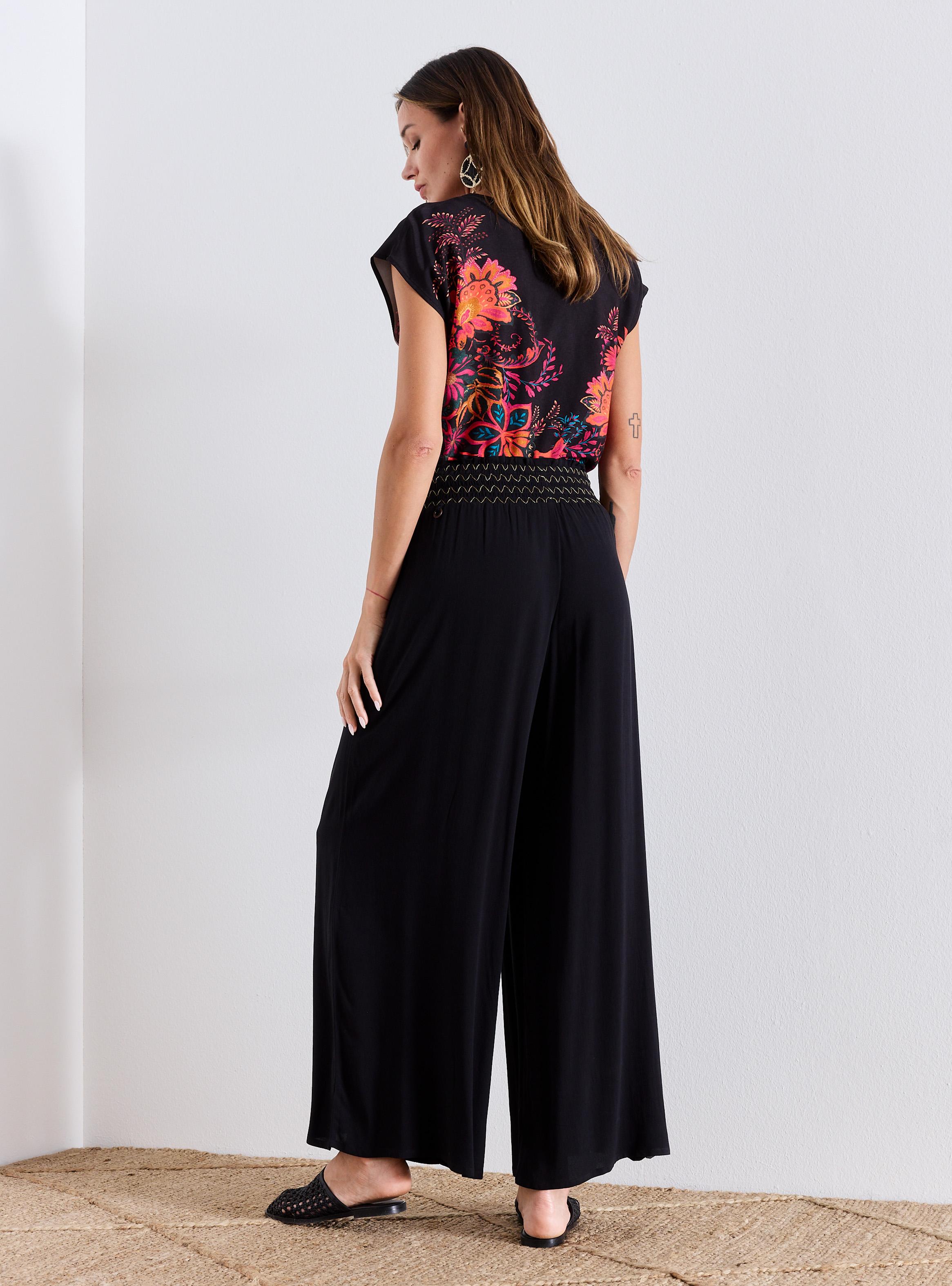 Pantalón Estampado Bordado y con Detalle de Pompón-5