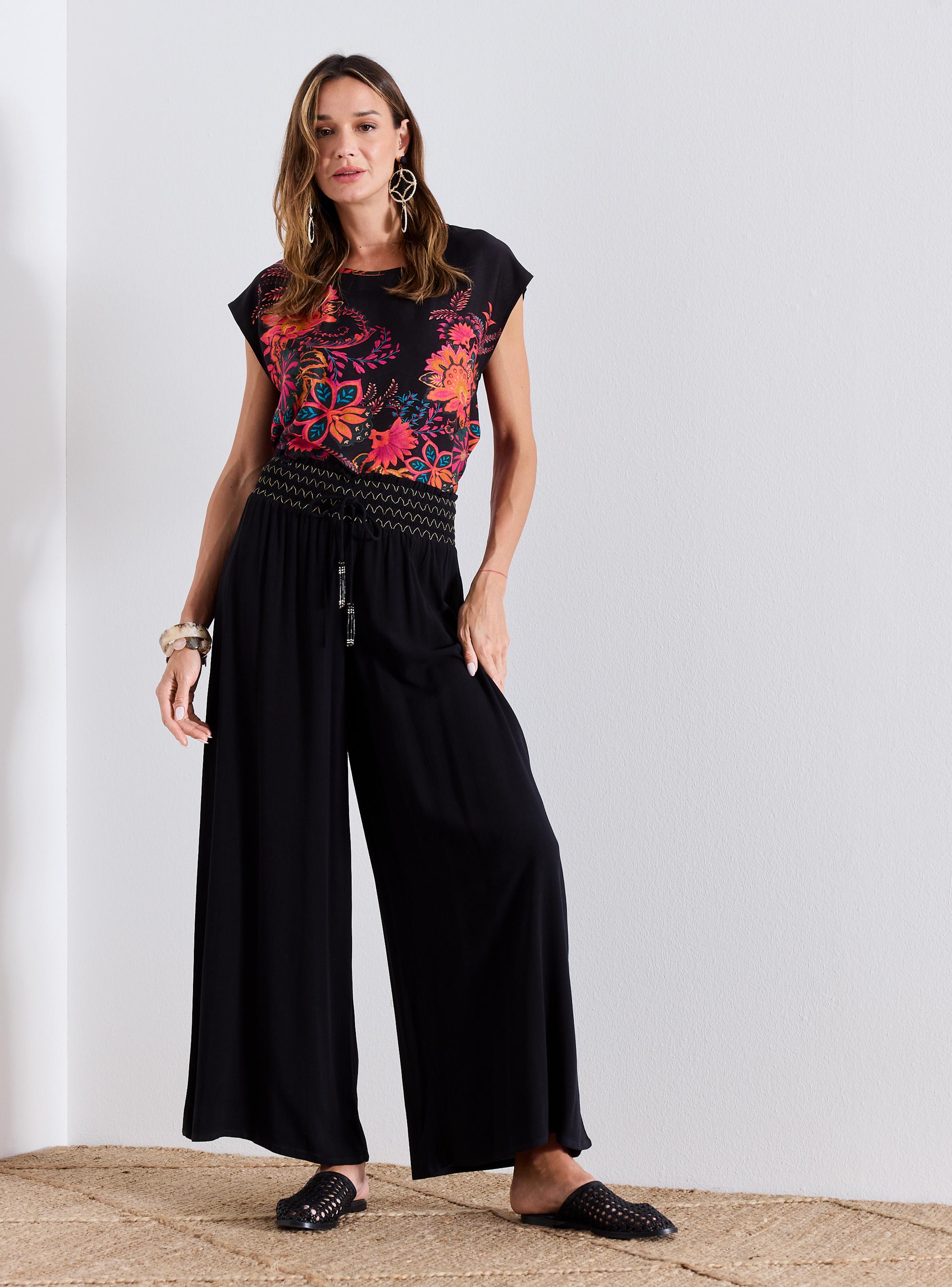 Pantalón Estampado Bordado y con Detalle de Pompón-4