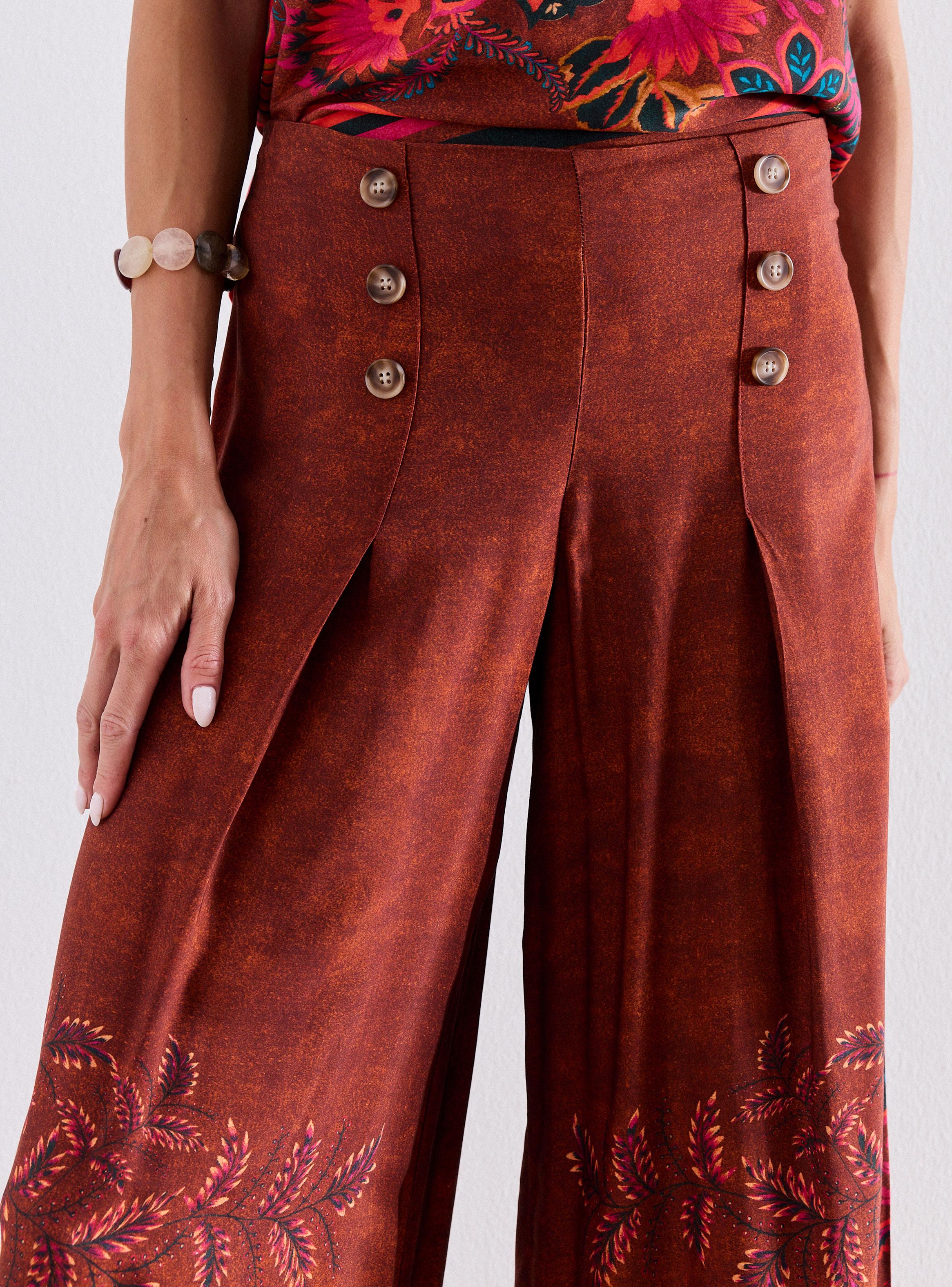 Pantalón Estampado con Detalle de Abotonadura Delantera-2