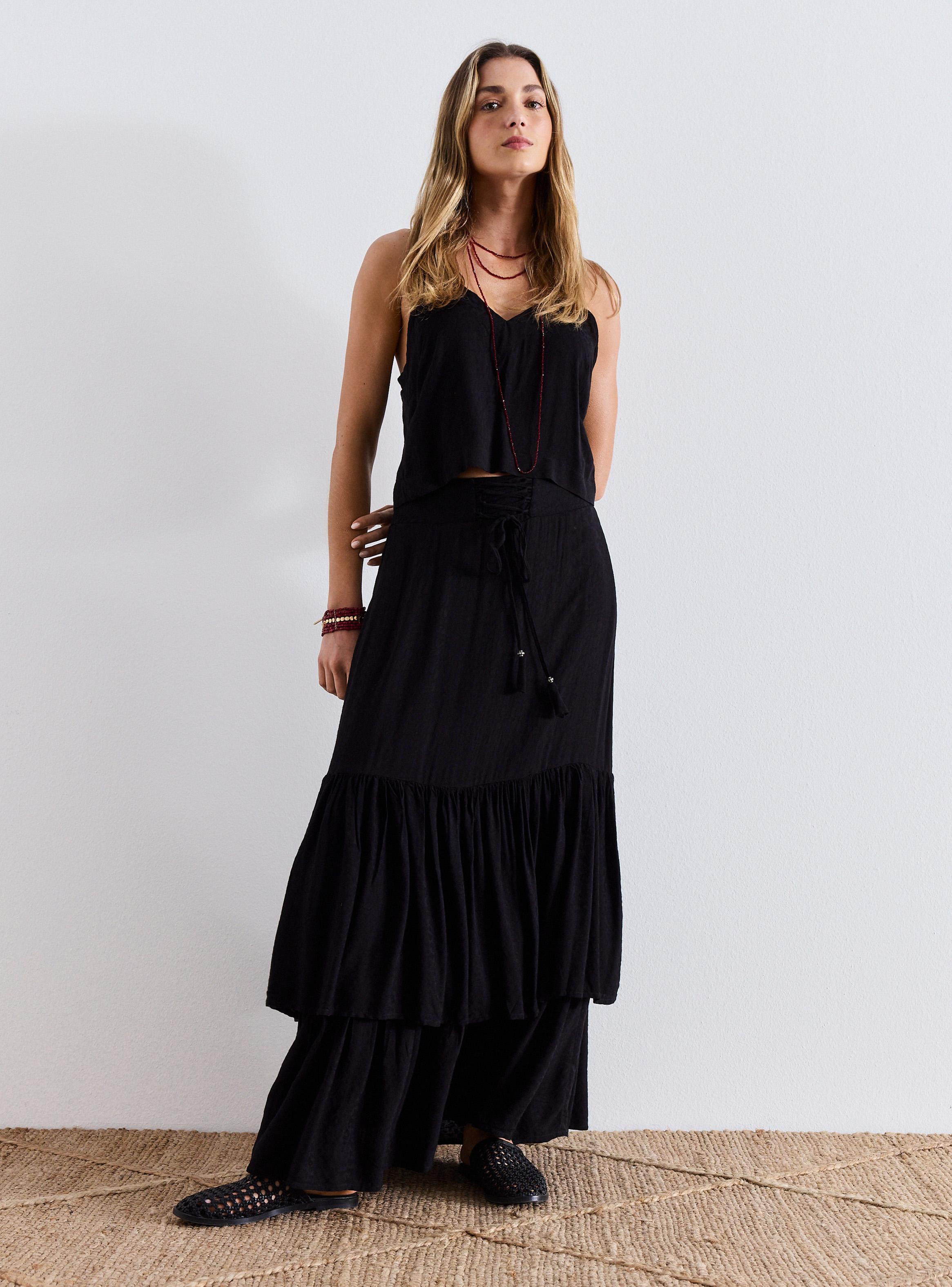 Falda Look Satín con Diseño en Textura-4